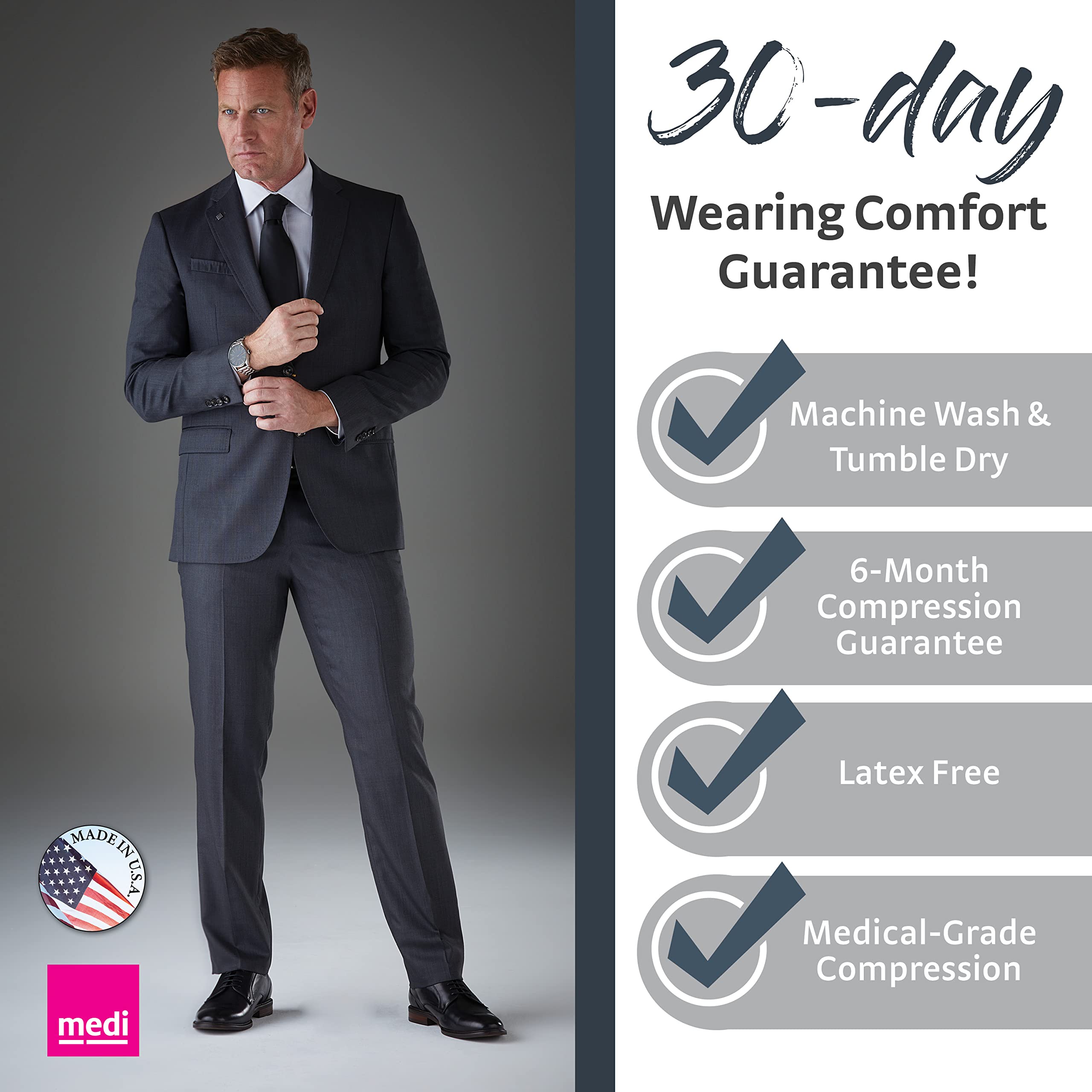 Mediven for Men Classic 20-30 mmHg Compression Socks - Calf High Support Stockings for Improved Leg Circulation & Comfort - Ideal for Travel, Work & Varicose Vein Relief