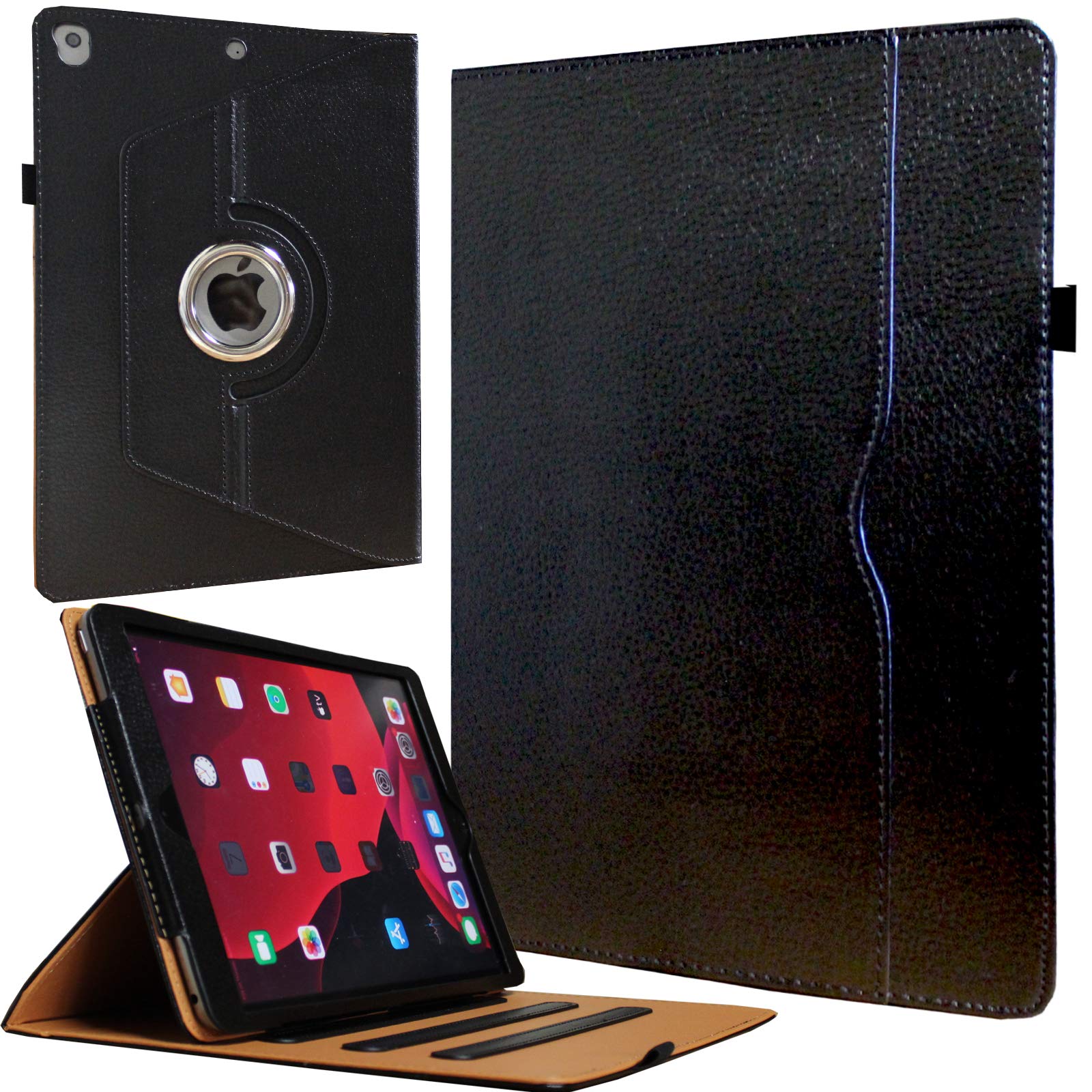 Premium 360° Rotating Smart Case for iPad 9.7 (2018/6th Gen & 2017/5th Gen), iPad Air 1 & Air 2 - Multi-Angle Stand with Storage Pocket & Apple Pencil Holder | Auto Wake/Sleep | Perfect for Work, Study & Travel (Black)