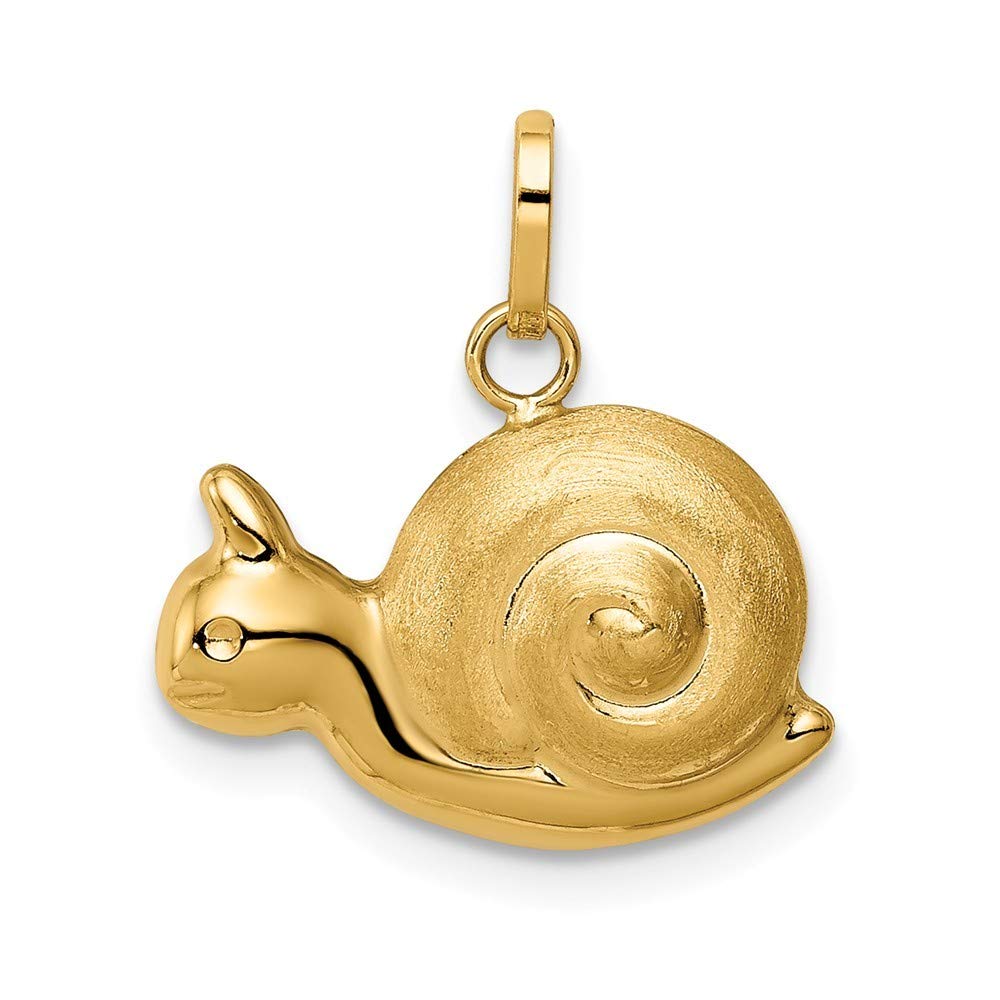 14K Hollow Satin & Polished Snail Charm Pendant Necklace - Elegant Jewelry Gift for Women, Girls, Teens | Birthday, Anniversary, Valentine's Day Present | Dainty Everyday Wear & Special Occasion Accessory