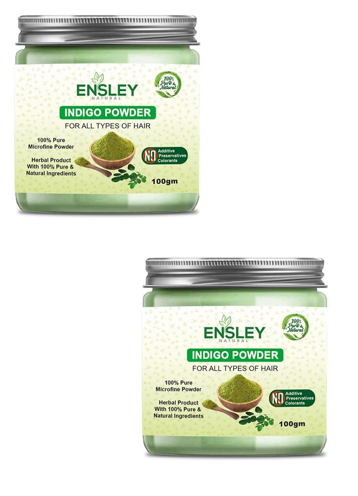 Ensley Pure Indigo Powder for Natural Hair & Fabric Dye (200g, Pack of 2) - DIY Organic Blue Coloring for Henna, Tie-Dye, and Textile Arts