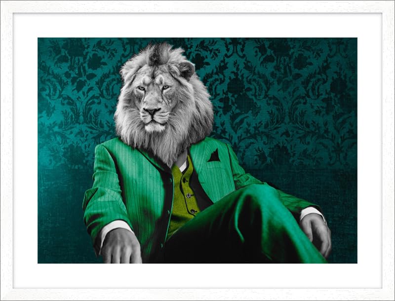 ART PRINT CAFE' – Pop Art Canvas, VizLab Collection, Pensive Leader (Pop Version) – Framed Wall Art with White Border – Perfect for Living Room, Bedroom & Office Decor