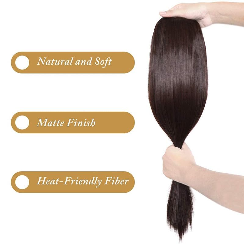CHANDERKASH 24-Inch Straight Synthetic Hair Extensions with 5 Clips - Women's Hair Accessories for Messy Bun & Updo Hairstyles | Perfect for Parties, Weddings & Daily Styling