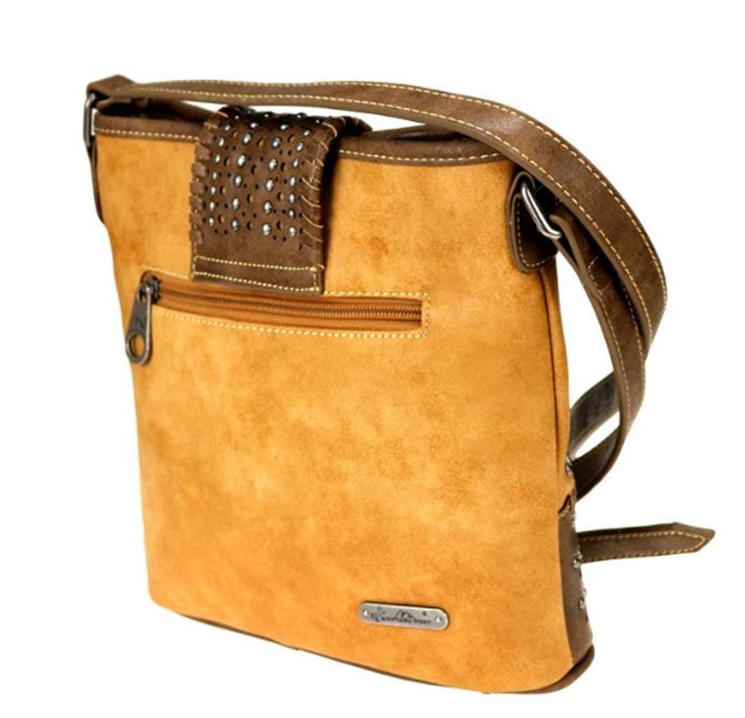 Montana West Women's Crossbody Purse - Concho Collection Leather Handbag MW704-8360 in Brown | Fashionable Shoulder Bag for Daily Use, Travel & Shopping
