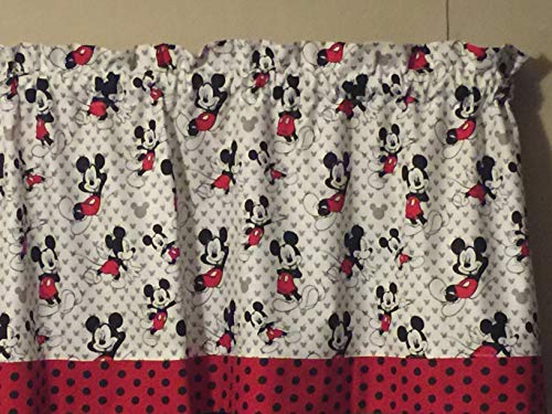 Mickey Mouse Polka Dot Valance - Red, Black & White Window Topper for Bedroom Decor | Perfect for Kids' Room, Nursery & Disney Themed Home Decor