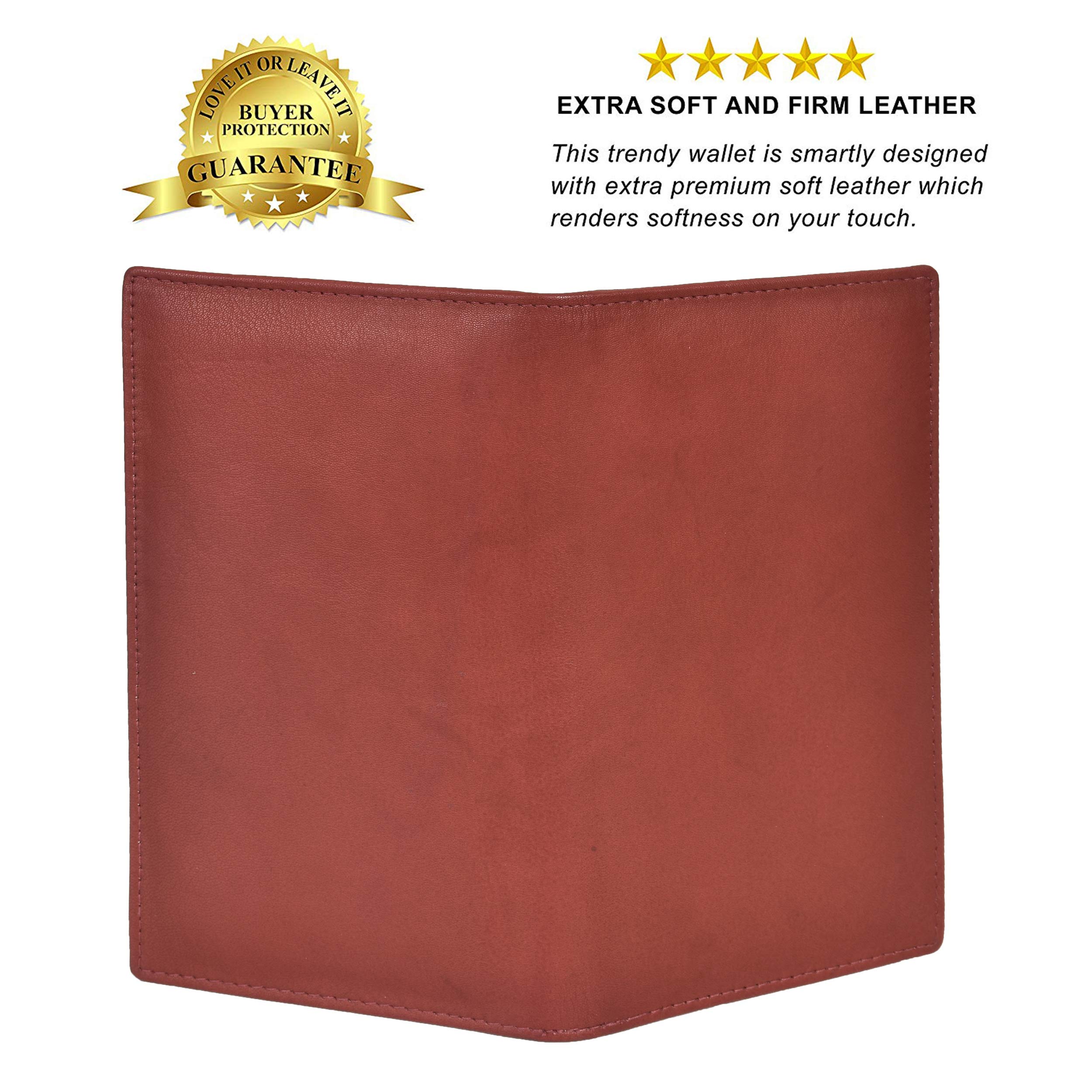 Genuine Leather Bifold Business Wallet for Men - Slim RFID Blocking Credit Card Holder (Brown) | Perfect for Office, Travel & Everyday Use