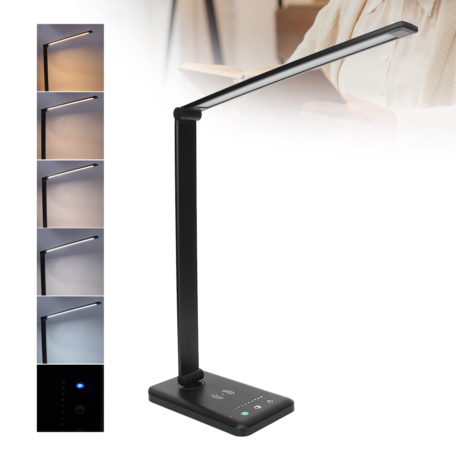 Dioche Eye-Caring LED Desk Lamp - 5 Adjustable Light Modes, USB-Powered Table Lamp with Flexible Neck for Home Office, Bedroom, Study & Salon Use