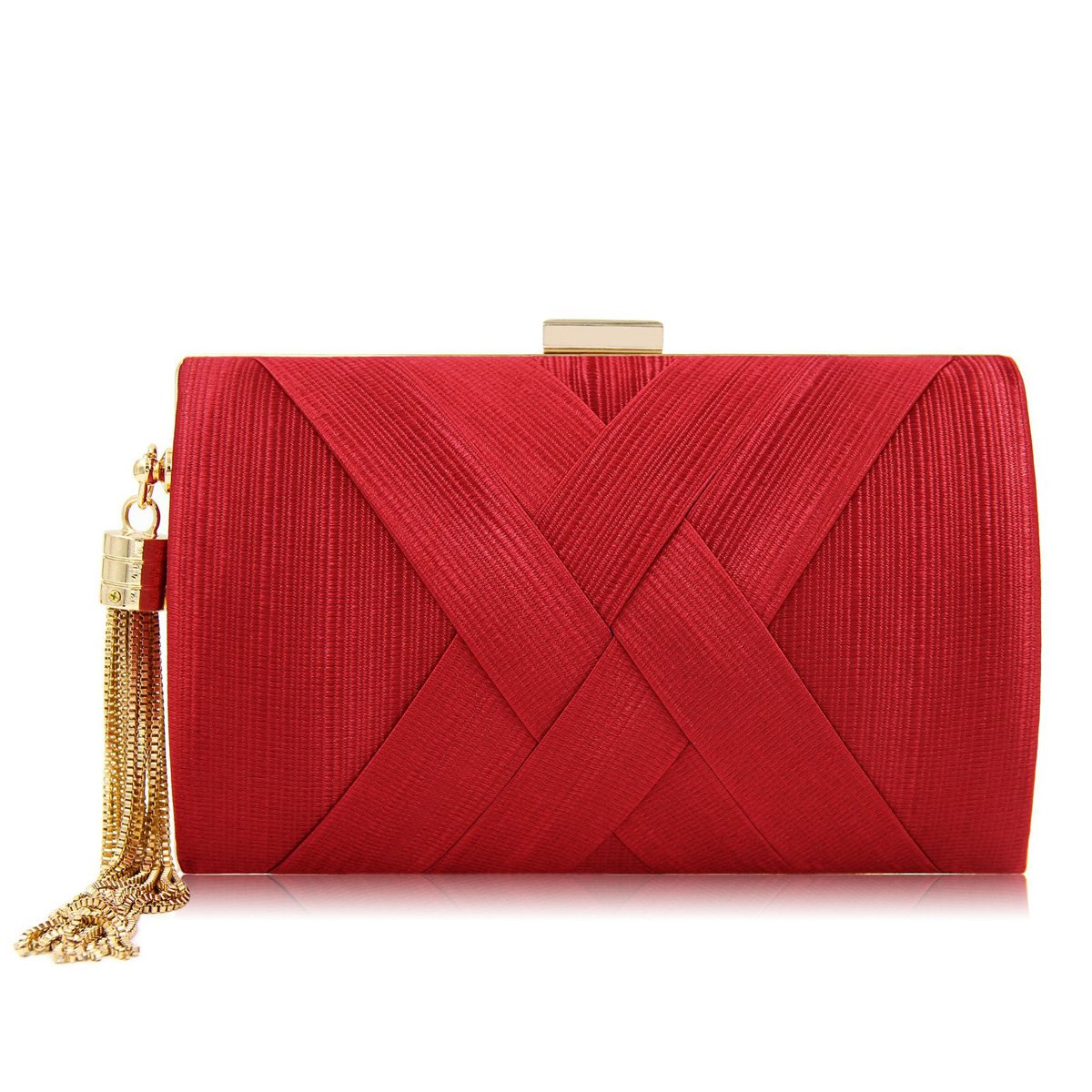 Flada Women's Satin Evening Clutch Bag with Tassel Pendant - Elegant Wedding Party Handbag for Brides, Prom, Cocktail Dresses & Special Occasions