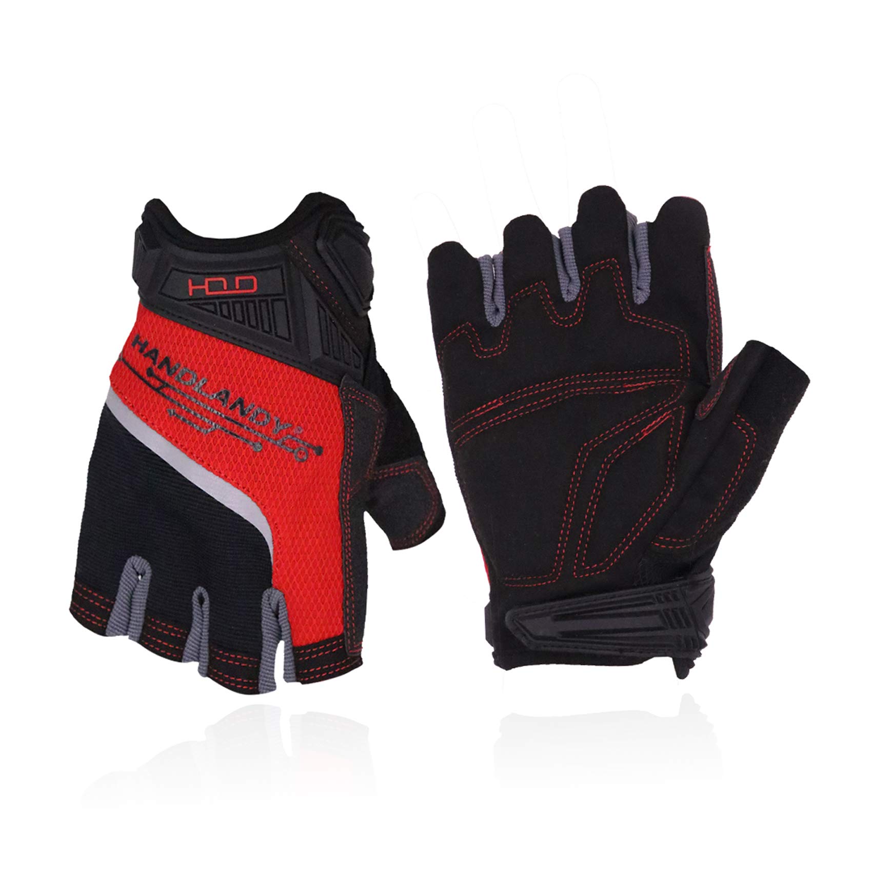 Handlandy Fingerless Work Gloves for Men - Padded Half Finger Utility Gloves for Driving, Construction & Outdoor Work - Durable & Comfortable for DIY, Motorcycling, Gardening & Warehouse Use