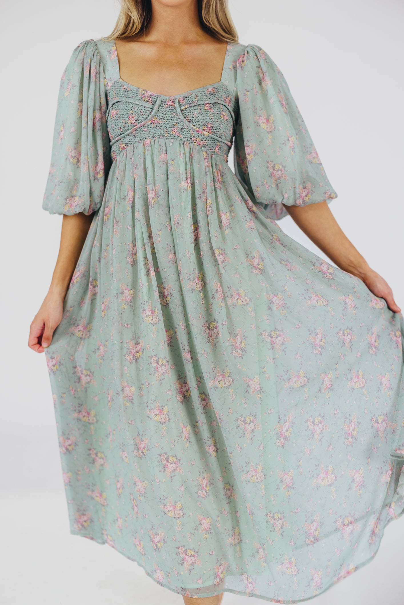 Turquoise Floral Harlow Maxi Dress - Bump Friendly Maternity & Inclusive Sizing (S-3XL) for Women | Perfect for Beach Vacations, Summer Weddings & Casual Outings
