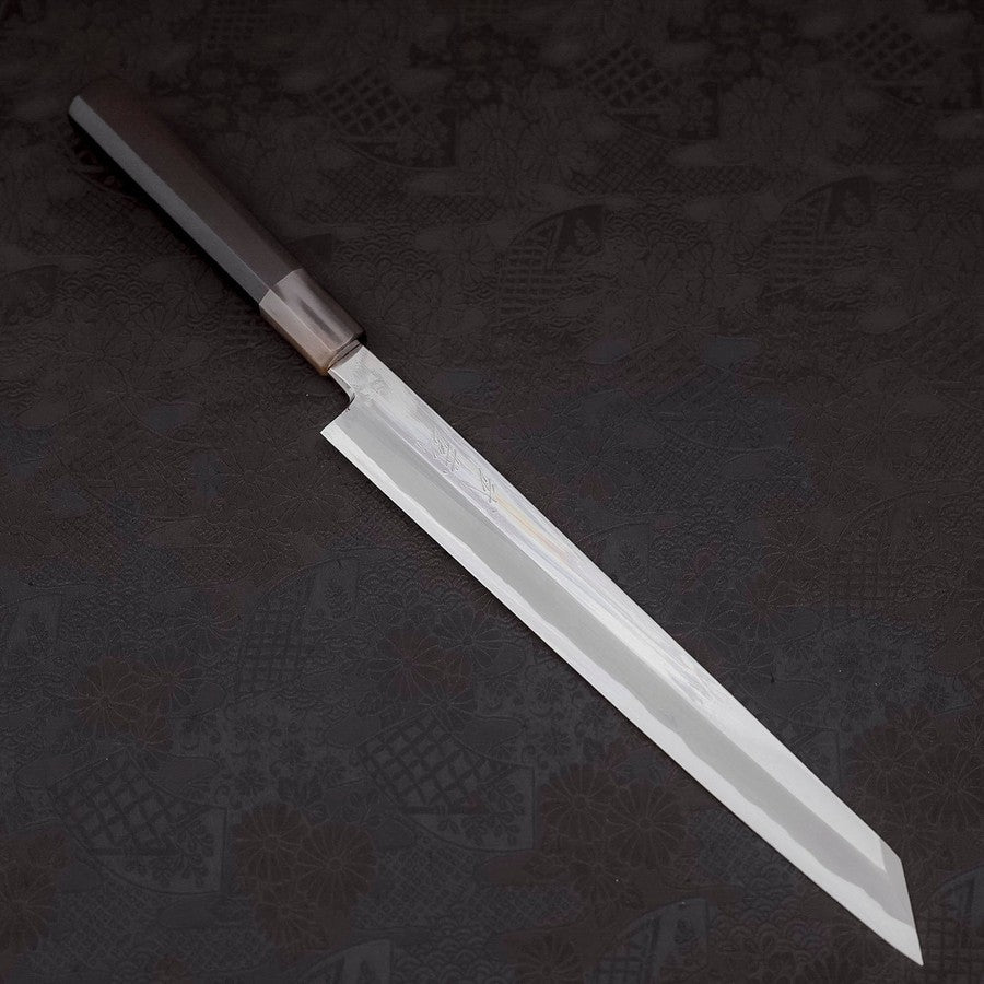 Premium Yanagi Kiritsuke Knife - Blue Steel #1 Kasumi Finish with Buffalo Ebony Handle & Sheath - 270mm Japanese Sushi & Sashimi Chef Knife for Professional Cooking & Home Kitchen Use