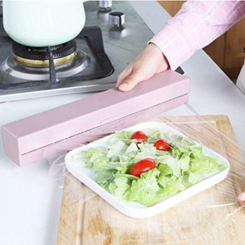 Plastic Wrap Dispenser with Cutter - Kitchen Food Wrap Storage Holder & Film Cutter - Perfect for Meal Prep, Leftovers, and Food Preservation (BPA-Free)