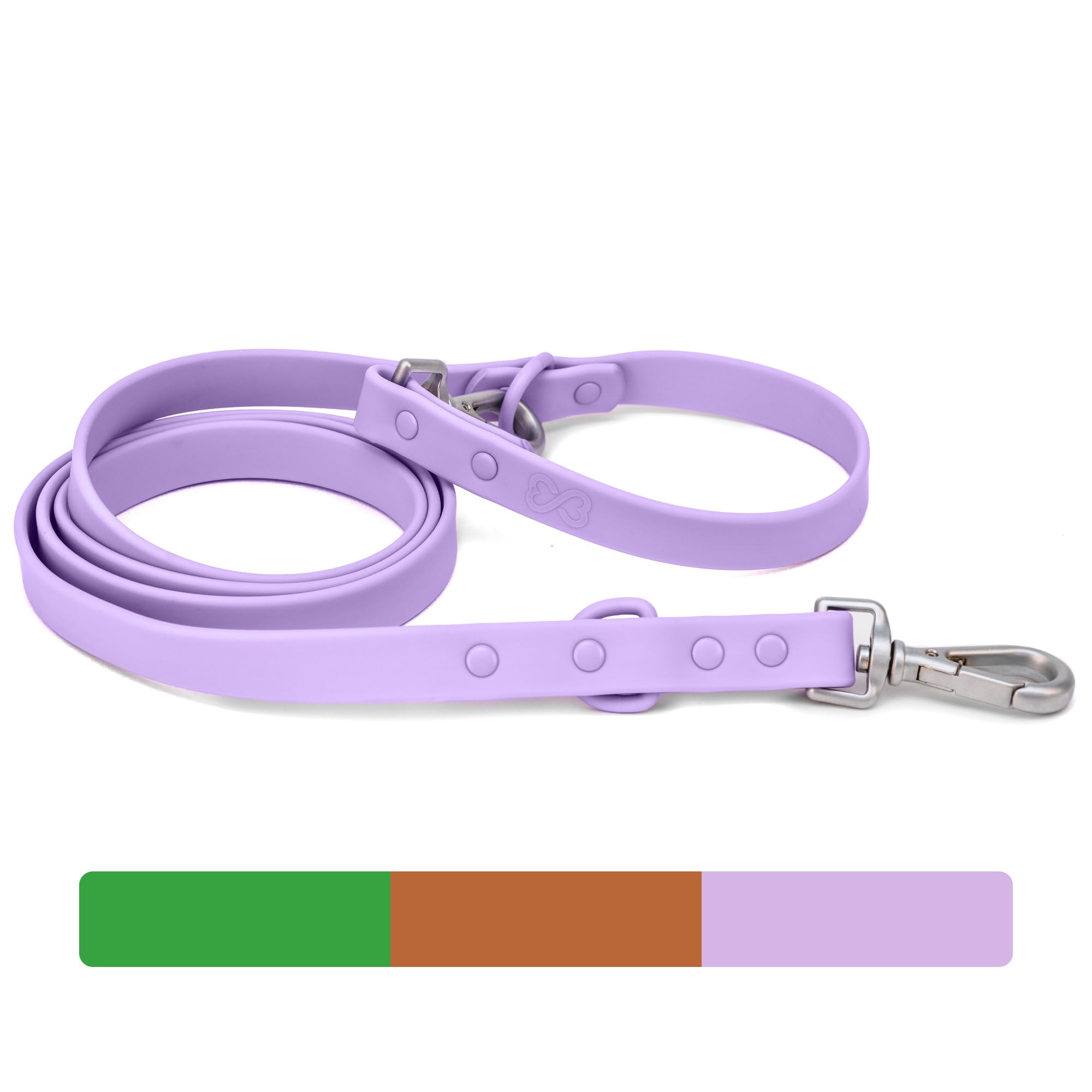 Waterproof PVC Rubber Dog Leash with Dual Clip - BearBone Double Ended Adjustable Leash for Small Dogs | Durable & Versatile for Walking, Training & Outdoor Adventures (Lilac)