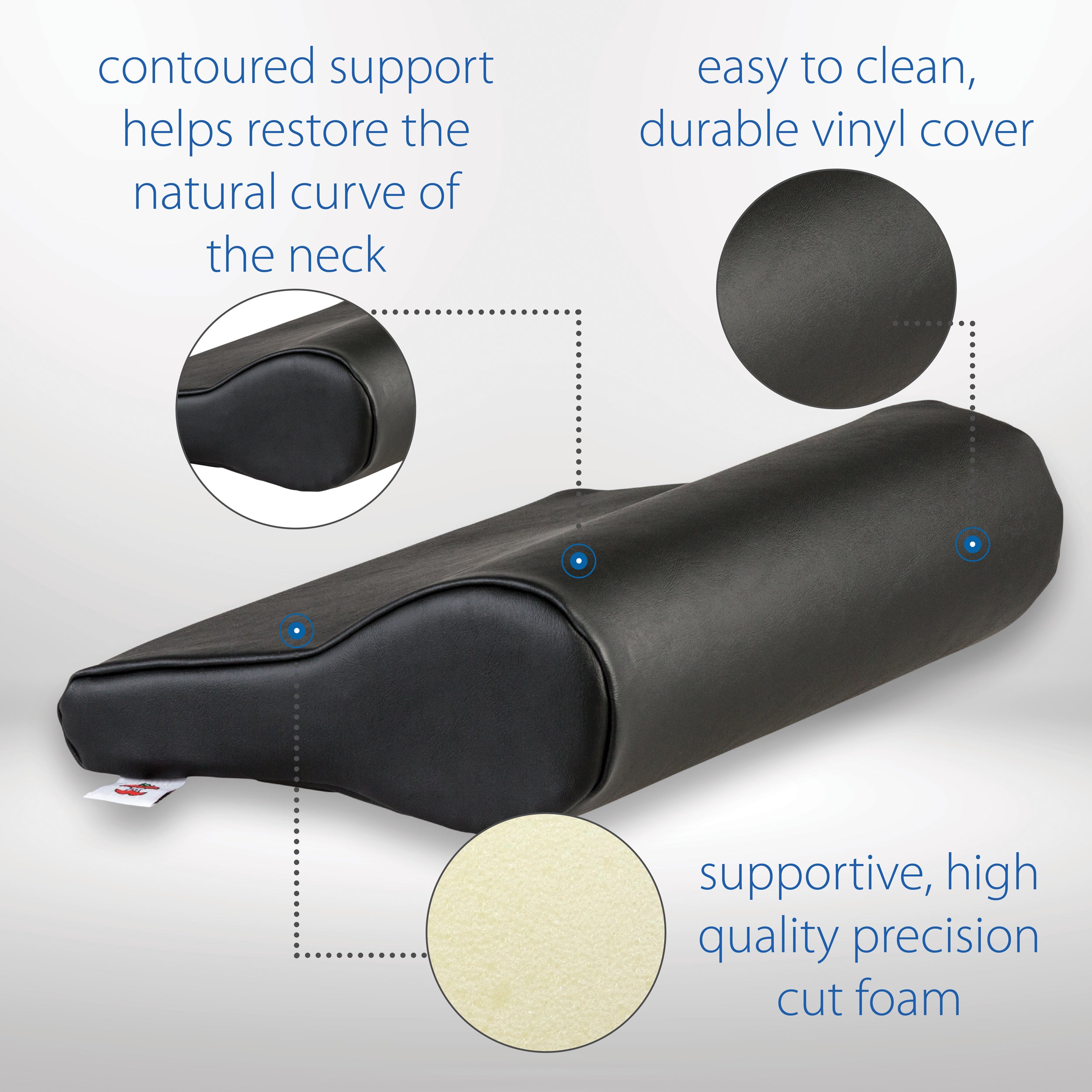 AB Contour Cervical Pillow - Orthopedic Neck Support Pillow for Pain Relief - Vinyl Covered Memory Foam Pillow for Side, Back & Stomach Sleepers - Ideal for Neck Pain, Cervical Spine Alignment & Better Sleep