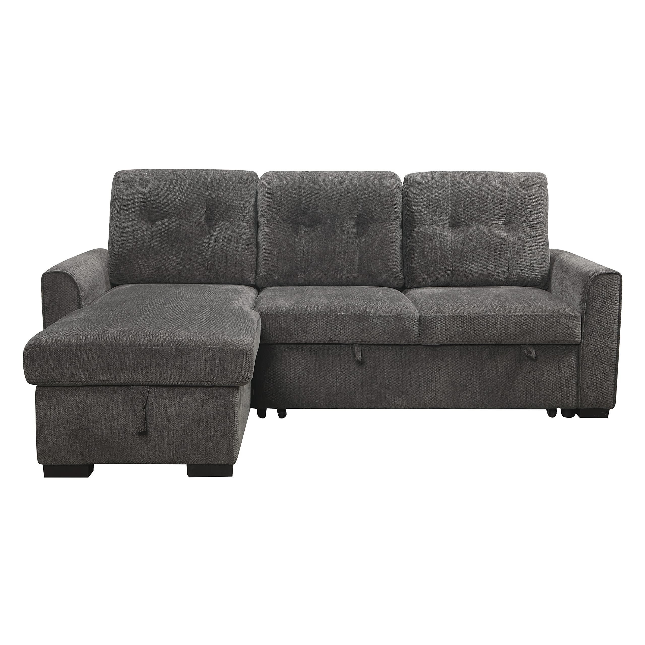Lexicon L-Shaped Sectional Sofa Bed with Storage Chaise - Reversible Sleeper Couch for Living Room, Pull-Out Bed & Chaise Lounge - Perfect for Small Spaces, Guest Rooms & Apartment Living (Dark Gray)
