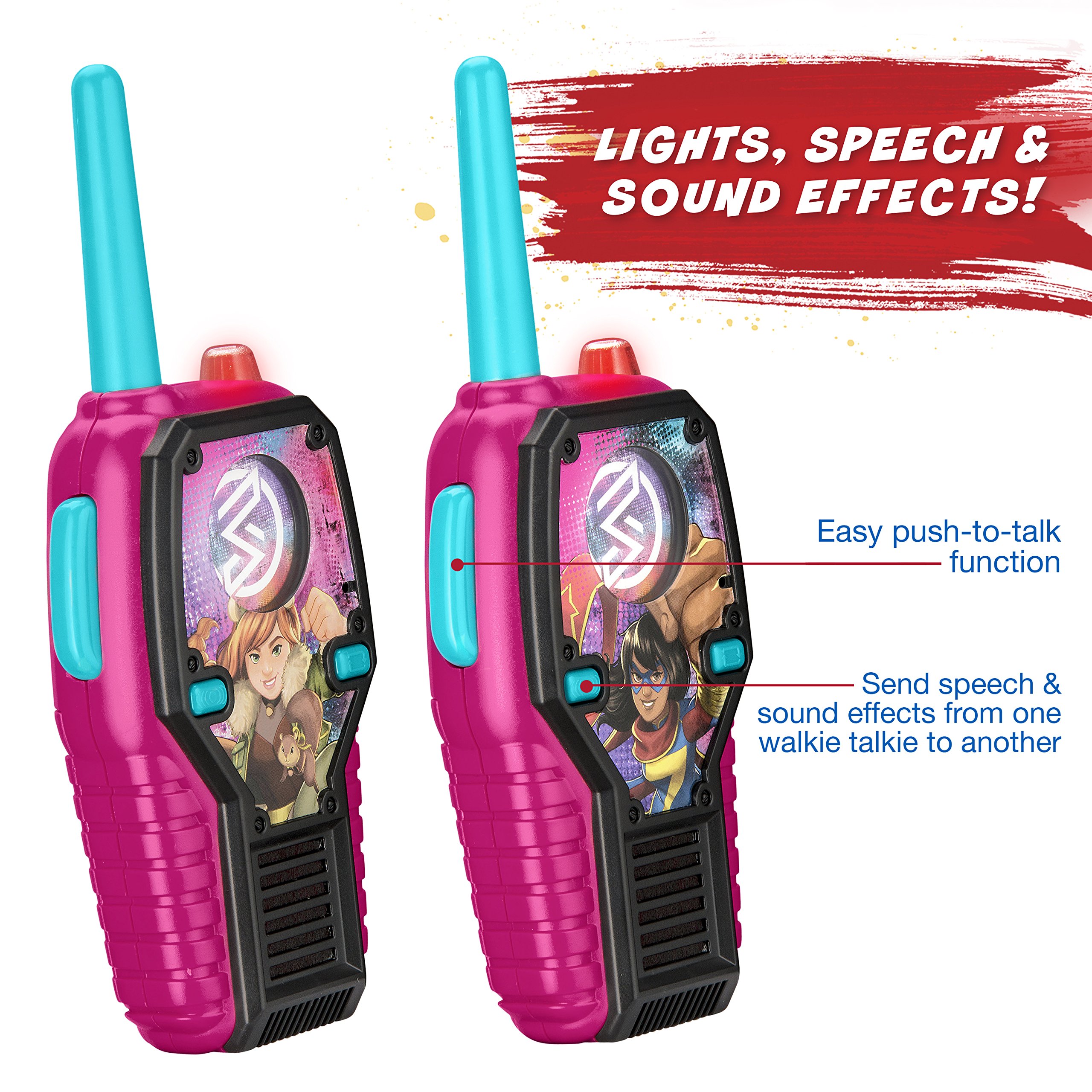 Marvel Rising FRS Walkie Talkies for Kids - Light Up with Sound Effects, Easy to Use Walkie Talkie Toy for Outdoor Play, Camping & Backyard Adventures