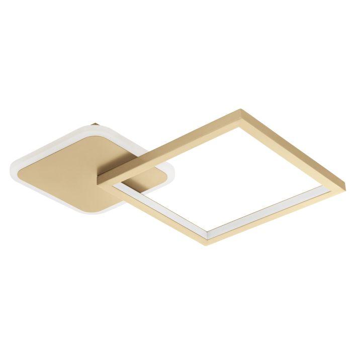 Eglo Gafares 24W LED Square Gold Ceiling Flush Mount Light with Remote Control - Modern Lighting for Bedroom, Living Room & Hallway