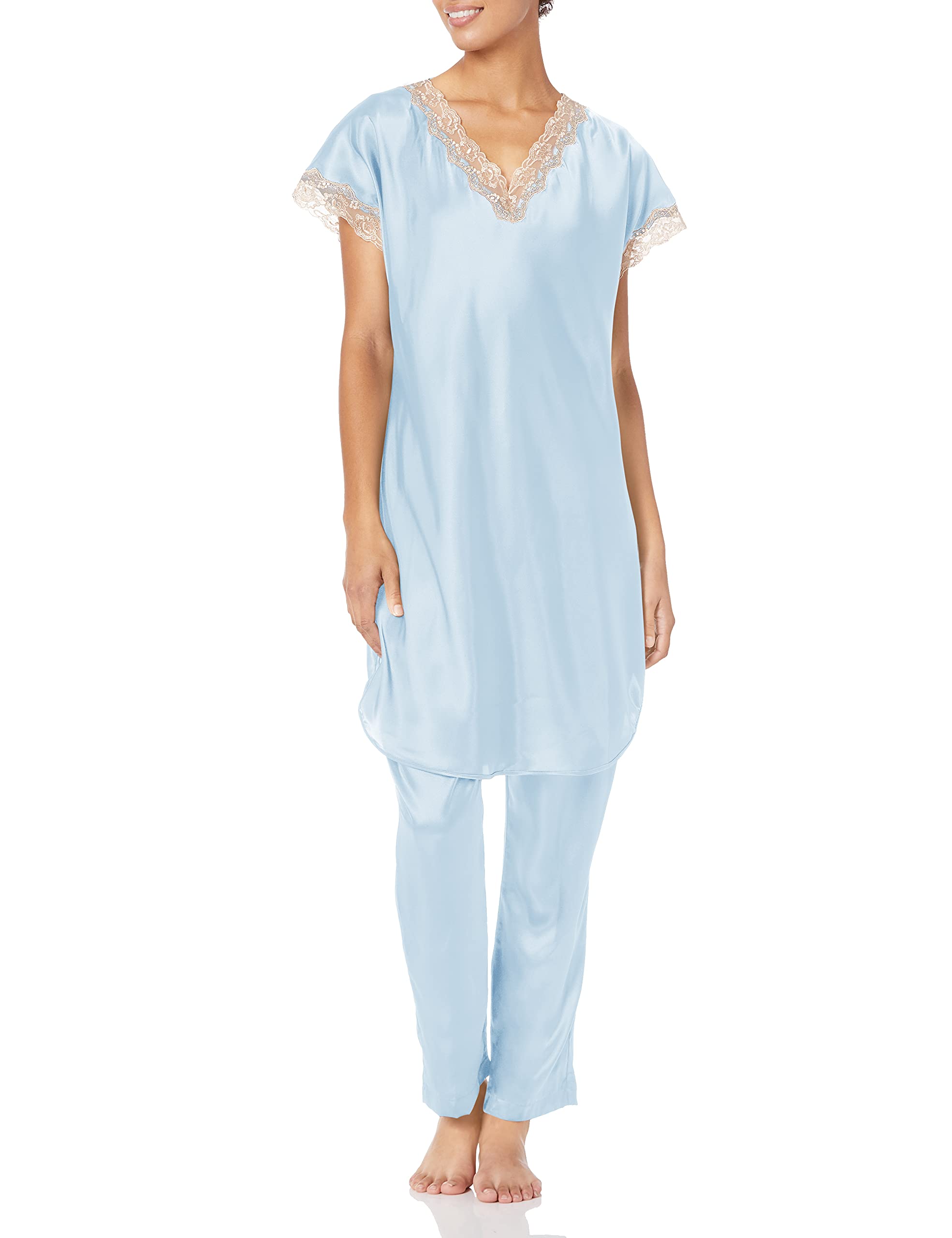 Shadowline Women's Charming Satin Charmeuse Pajama Set - Soft & Comfortable Sleepwear for Lounge & Nightwear - Perfect for Relaxing at Home, Spa Days & Gift Giving