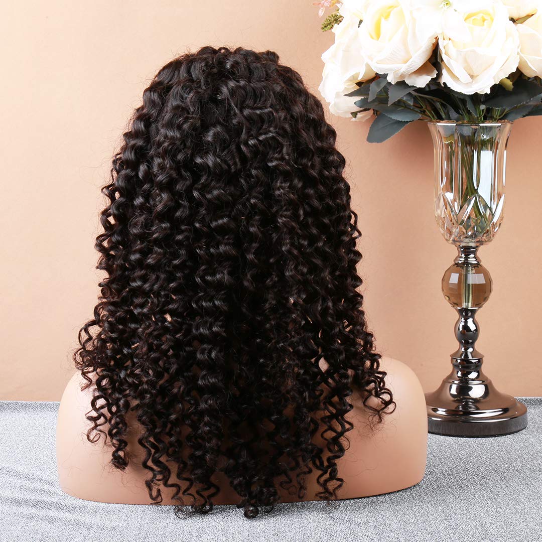 Bella Hair 150% Density Full Lace Curly Human Hair Wig with Baby Hair & Pre-Plucked Hairline - 18 Inch Remy Virgin Hair Wig for Black Women - Perfect for Daily Wear, Parties, Weddings & Special Occasions