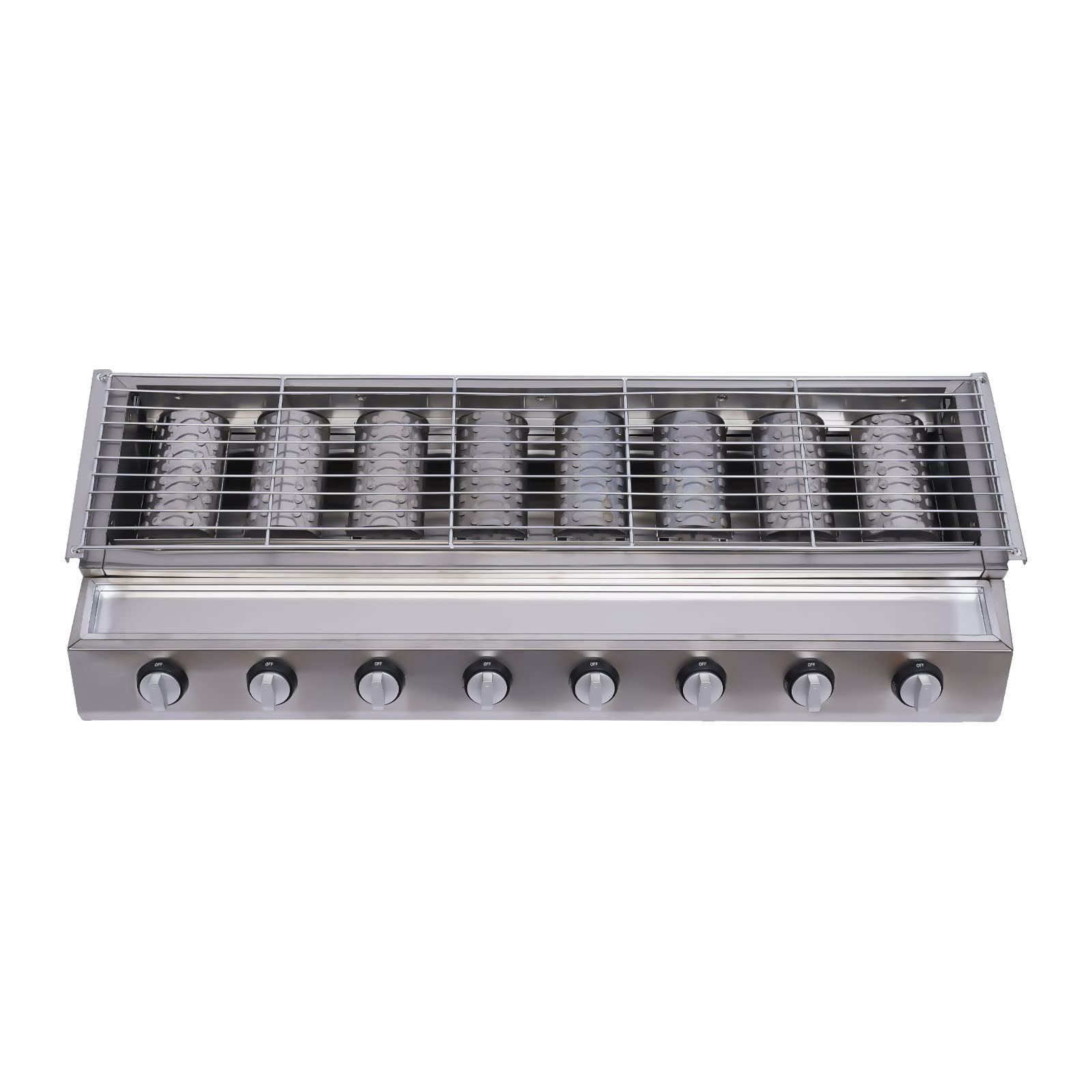 8-Burner Commercial Gas BBQ Grill - 2800PA Stainless Steel LPG Grill for Outdoor Cooking, Camping & Backyard Parties - Portable Tabletop Multi-Function Gas Grill
