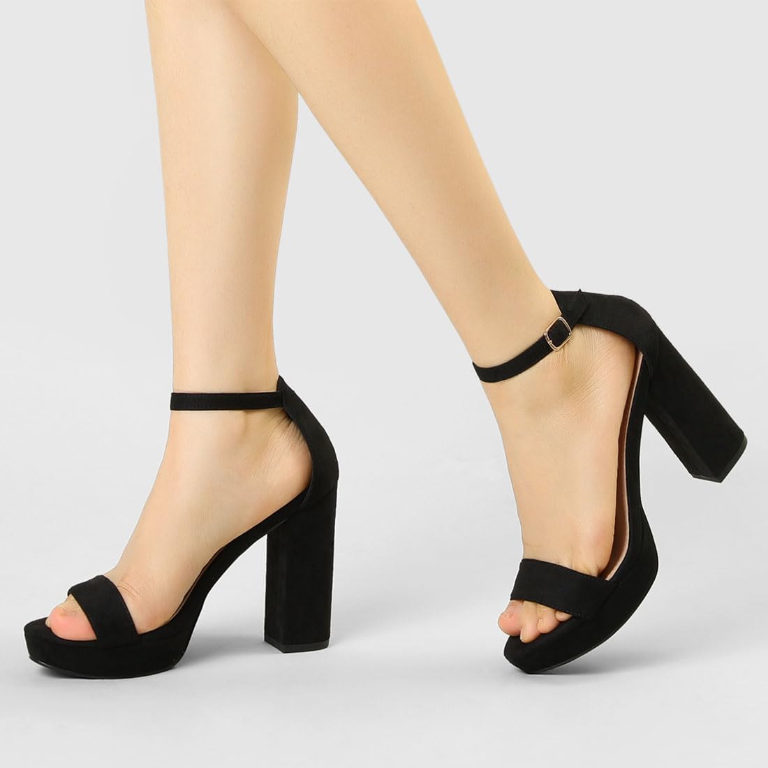 Allegra K Women's Chunky Heel Ankle Strap Platform Sandals - Comfortable Dressy Summer Shoes for Weddings, Parties & Night Out