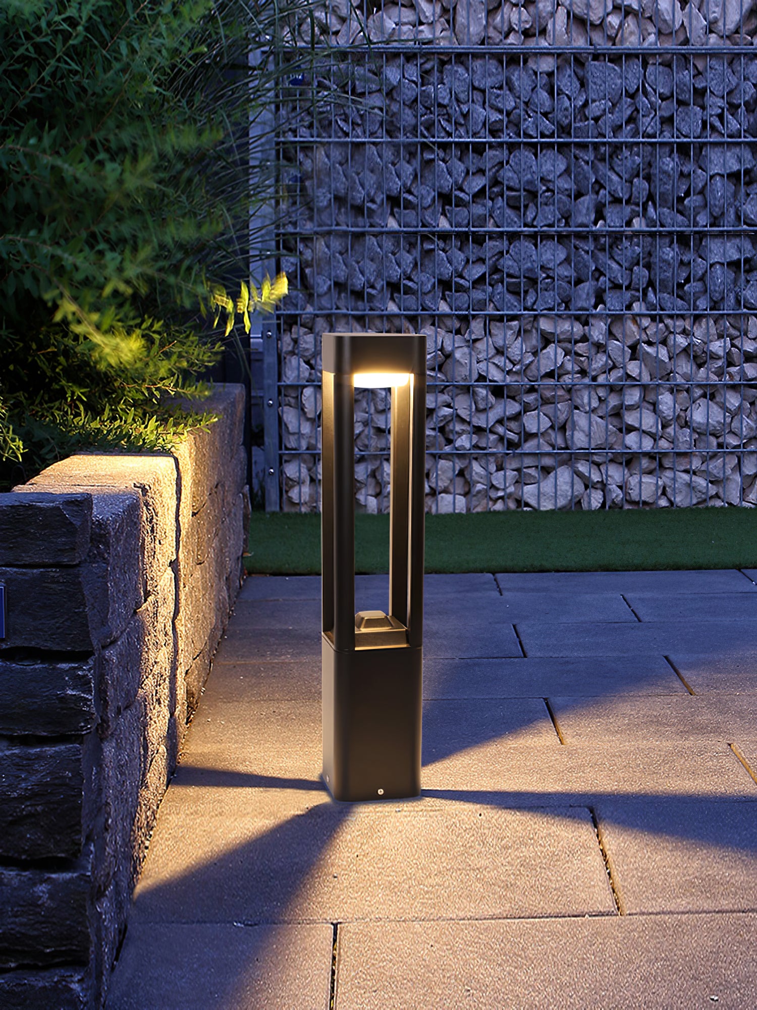Modern Rectangular LED Garden Light - Outdoor Landscape Lighting for Pathways, Patios, and Gardens - Weatherproof Solar Powered Column Light for Home & Yard Decor