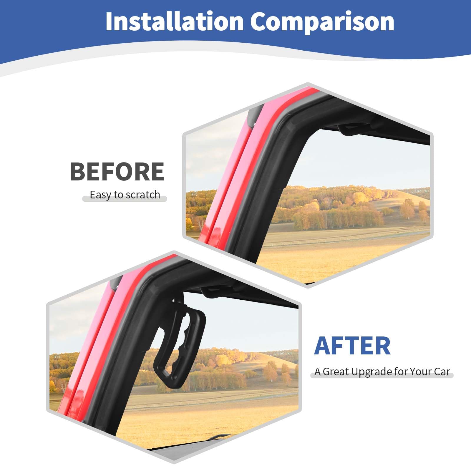 Jeep Wrangler JK JKU 2007-2017 Aluminum Grab Handles Kit - 4pcs Black Heavy-Duty Grab Bars for Jeep JK 4 Door Accessories | Perfect for Off-Roading & Easy Entry/Exit