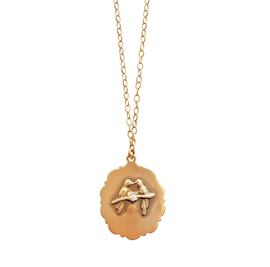14K White Gold Lovebirds Necklace with Diamond Accents - Perfect for Anniversaries, Valentine's Day & Romantic Gifts