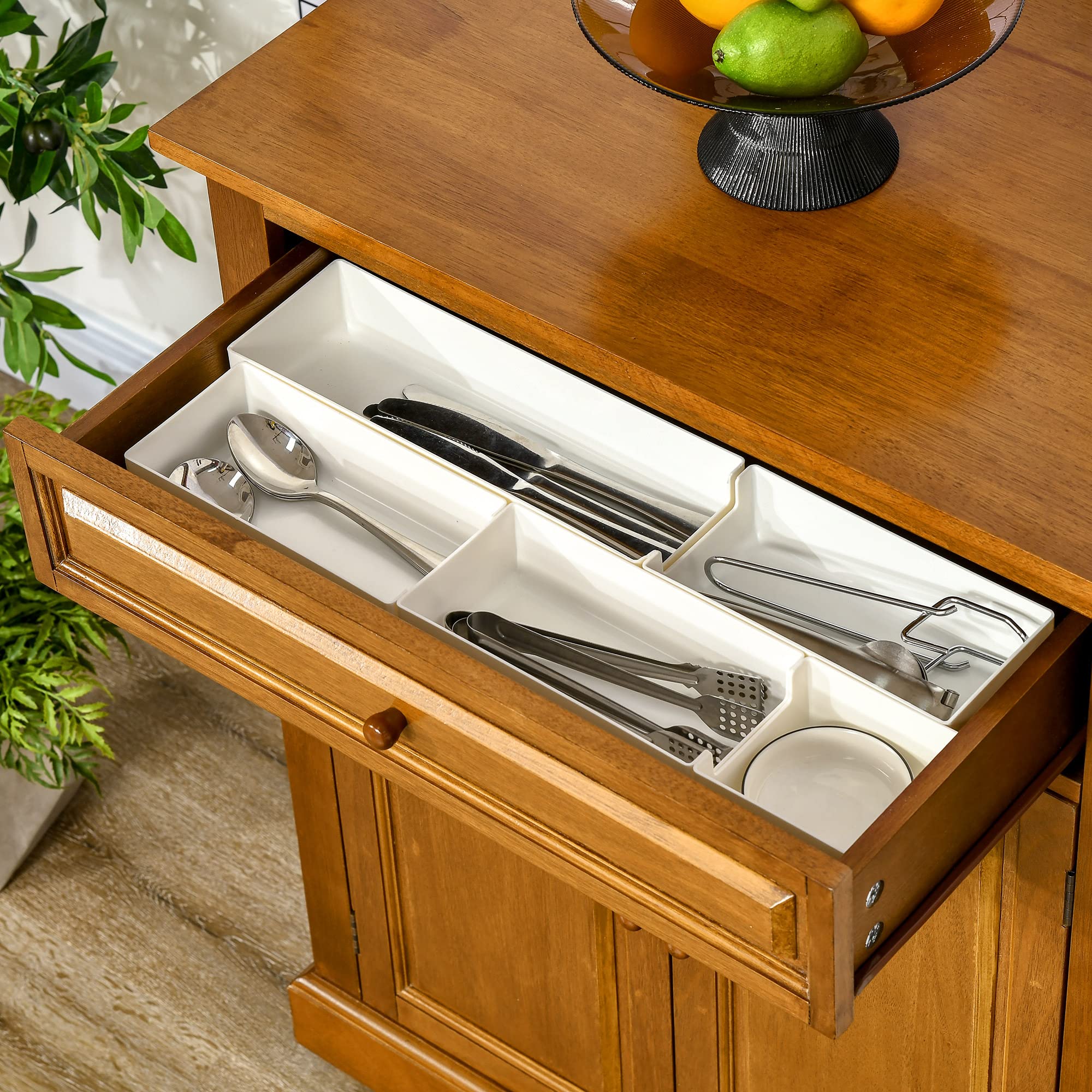 HOMCOM Modern Kitchen Island on Wheels with Drawer & Storage Cabinet | Rolling Kitchen Cart with 2 Towel Racks | Brown Mobile Kitchen Island for Dining Room & Small Spaces | Perfect for Meal Prep, Entertaining & Extra Counter Space