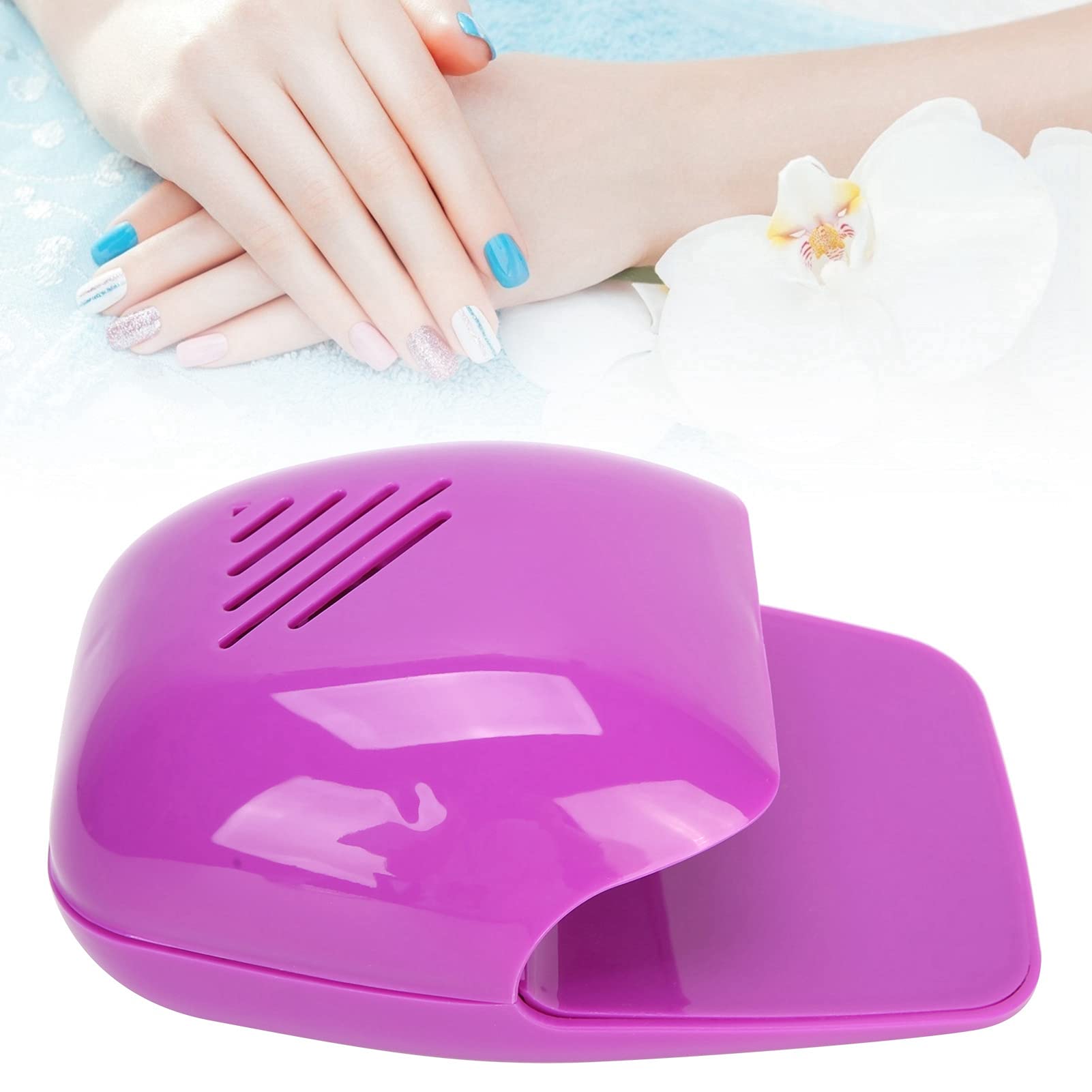 Portable Nail Dryer Fan - Fast Cooling Nail Polish Dryer for Gel & Regular Polish | Compact UV-Free Nail Art Tool for Home & Salon Use (Purple)