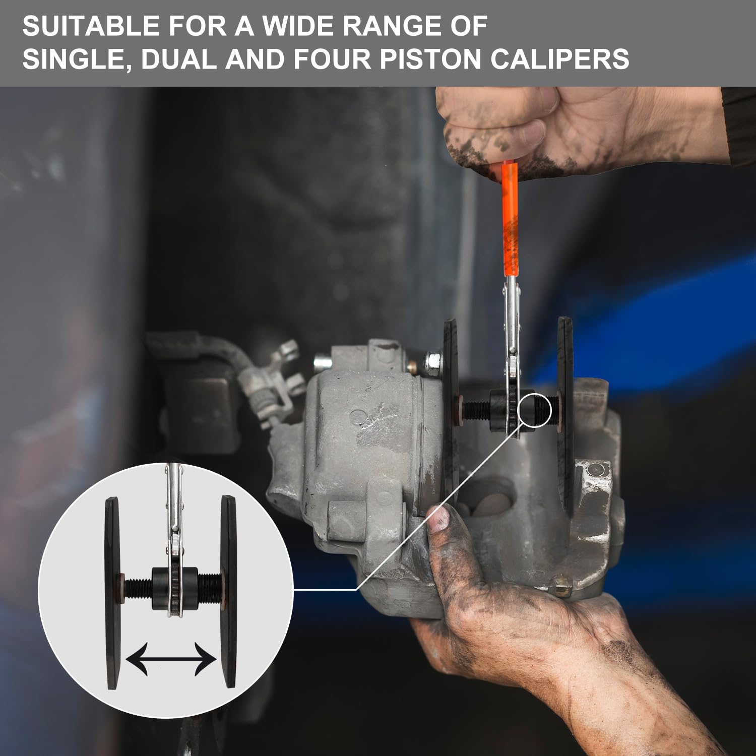 4-in-1 Universal Brake Caliper Tool Set - Disc Brake Piston Compressor & Spreader with 360° Swing Ratchet - Professional Automotive Repair Kit for DIY Mechanics & Car Maintenance (Ideal for Brake Pad Replacement & Caliper Service)