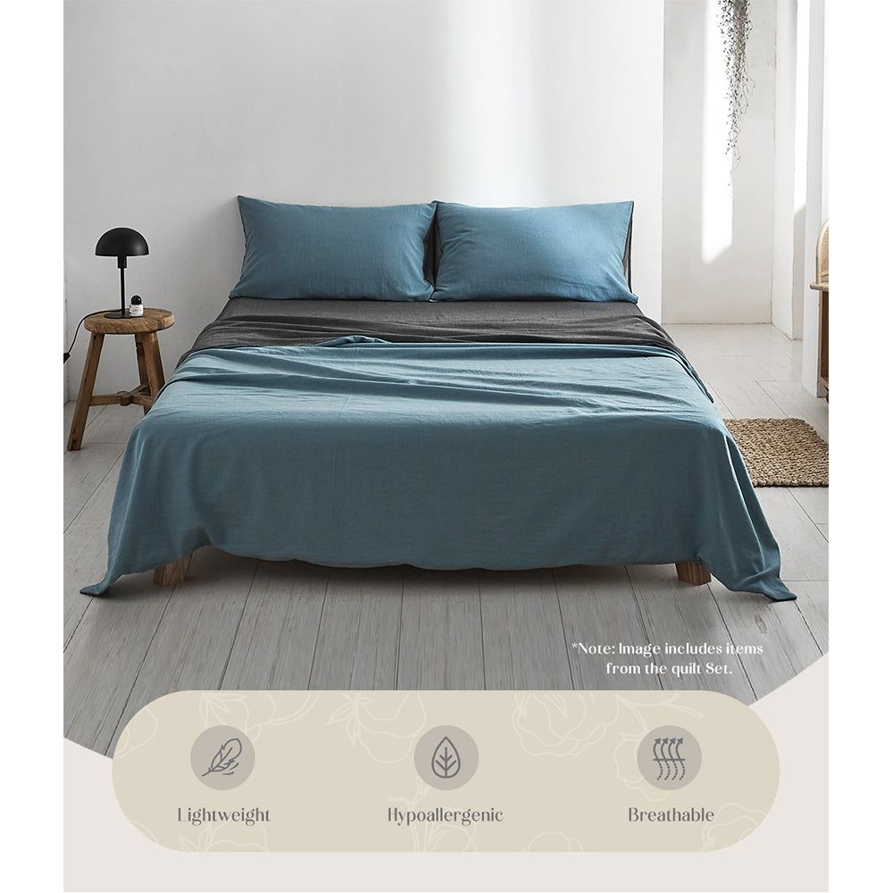 Premium 100% Cotton Sheet Set - Queen Size, Dark Blue & Navy Blue - Ultra Soft & Breathable for a Comfortable Sleep - Perfect for Bedroom, Guest Room & Vacation Homes