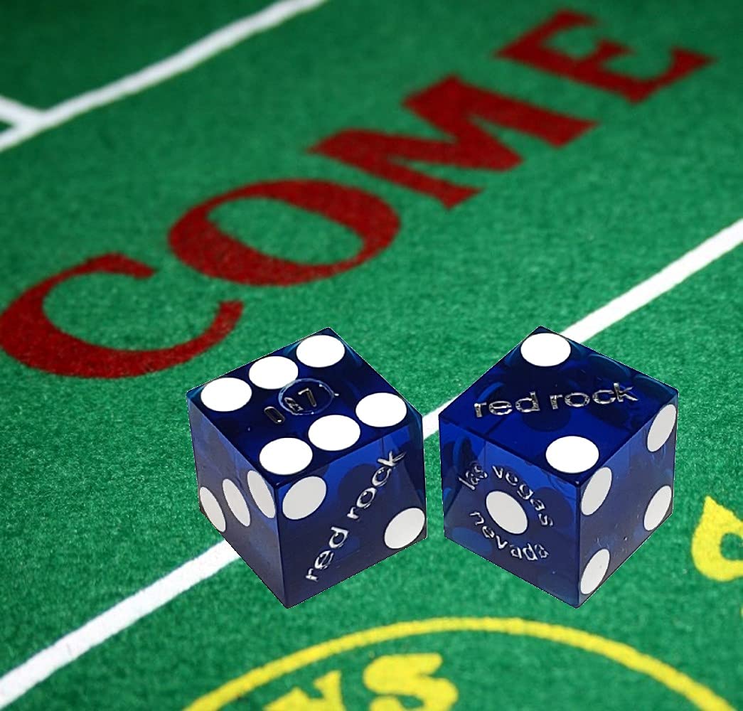 19mm Professional Craps Dice Set - Matching Serial Numbers, Authentic Las Vegas Casino Quality (Blue Polished) - Perfect for Casino Night, Table Games and Home Gambling Entertainment