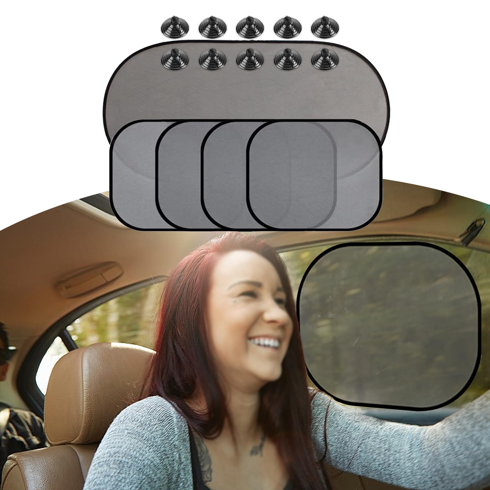 Baby Car Window Shades - 4 Side & 1 Rear Sun Shades with Suction Cups | UV & Heat Protection for Infant Safety | Perfect for Summer Road Trips & Daily Commutes