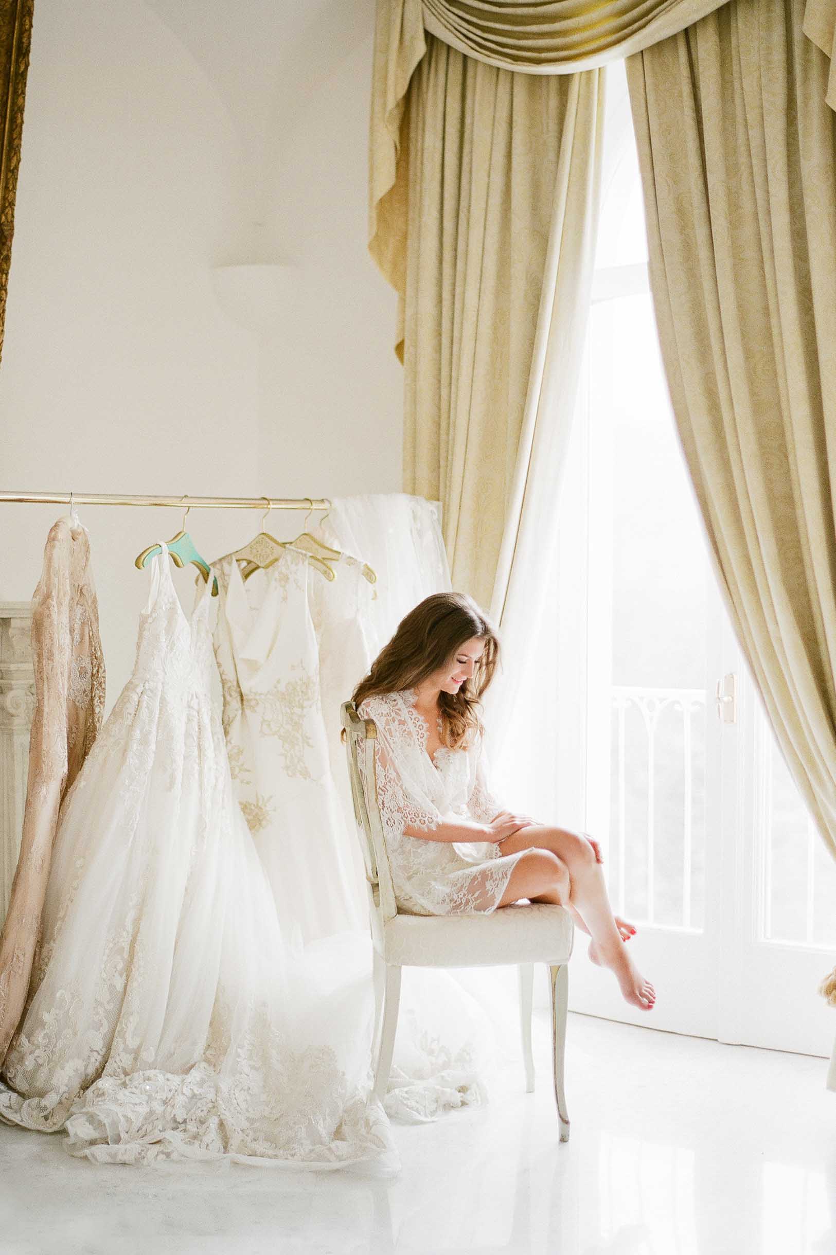 Elegant Swan Queen Lace Kimono Bridal Robe - Ivory or Blush (Style 102) | Perfect for Wedding Morning, Bridal Shower & Honeymoon Getaway