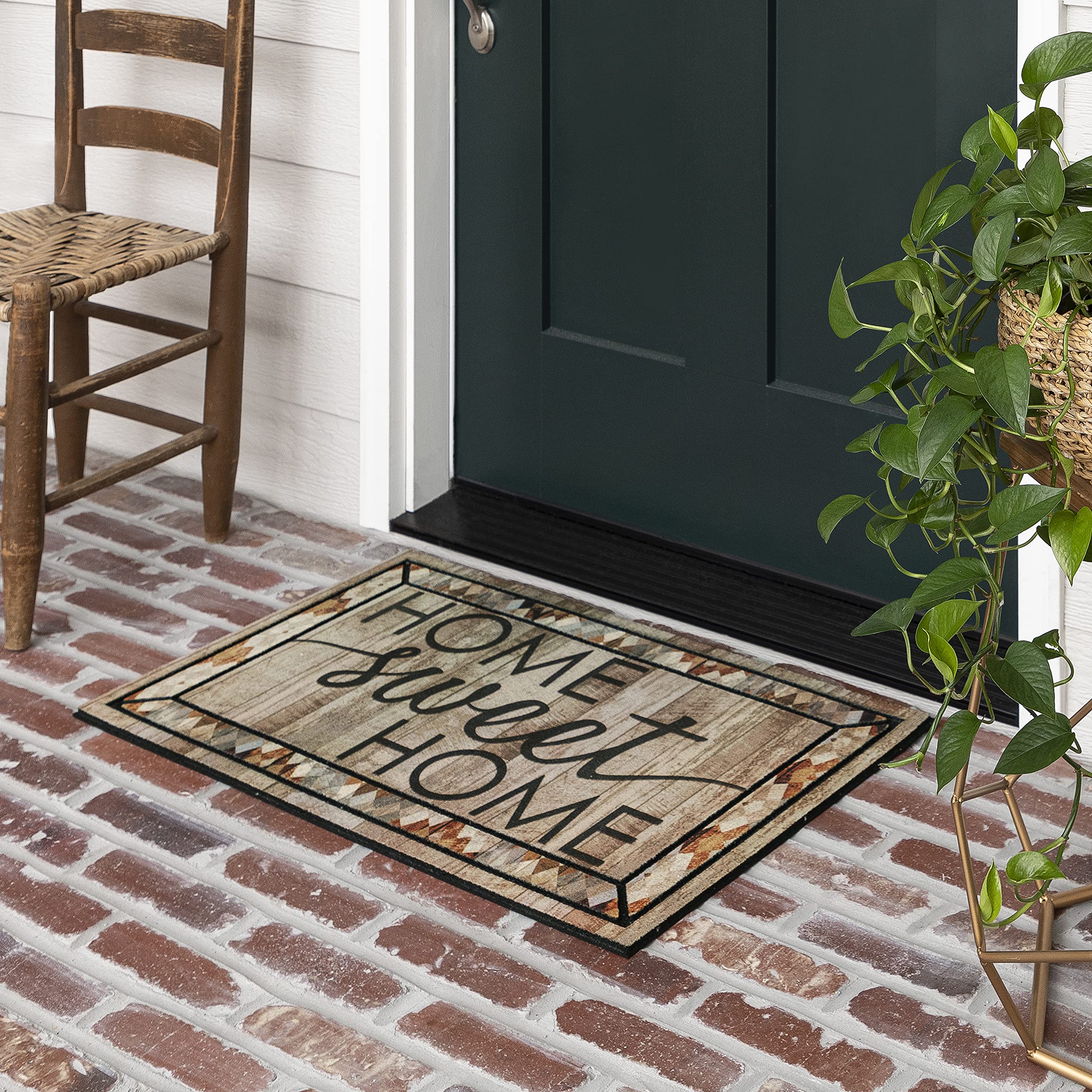 Mohawk Home 1.5' x 2.5' All-Weather Doormat - Non-Slip Recycled Rubber Entryway Rug for Outdoor/Indoor Use - Rustic 'Sweet Home' Design - Perfect for Front Door, Patio, Deck & Mudroom Protection
