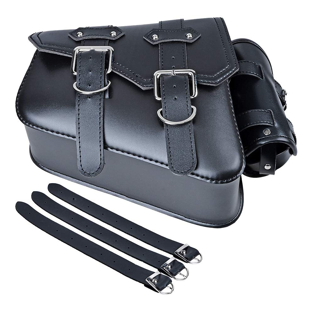 Amopacorp Motorcycle Black Left Side Solo Swing Arm Saddlebag - Compatible with Harley Sportster XL 883, 1200, 48 & 72 Models | Durable Storage Bag for Cruiser Bikes | Perfect for Road Trips & Daily Commuting