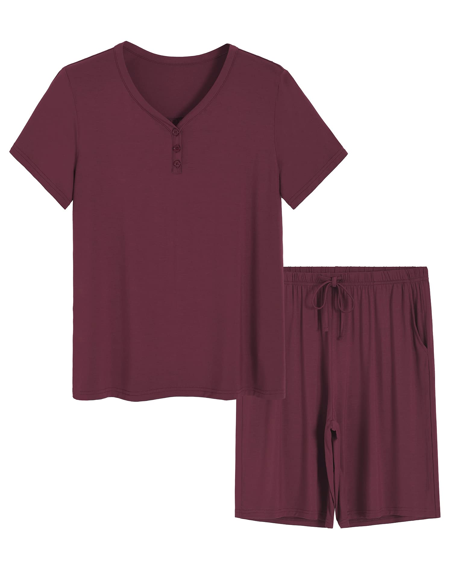 Women's Bamboo Viscose Bermuda Shorts Pajama Set - Soft & Breathable Sleepwear for Summer - Perfect for Lounging, Travel & Relaxing at Home