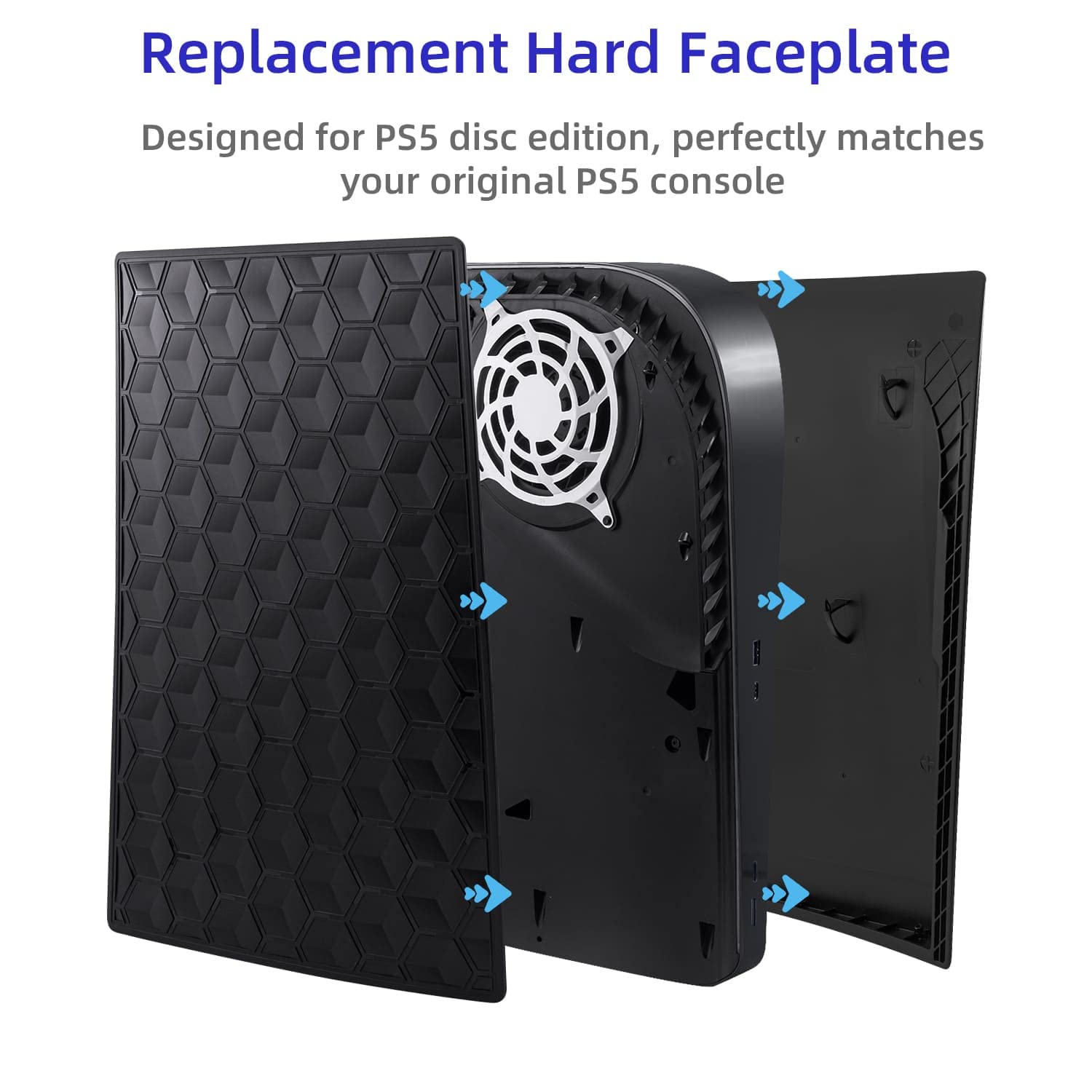 McBazel Replacement PS5 Faceplate Cover - Hard Dustproof Front Panel Accessory for PlayStation 5 Disc Edition (Beehive Black) | Not Compatible with PS5 Slim/PS5 Pro | Perfect for Gaming Setup & Console Protection
