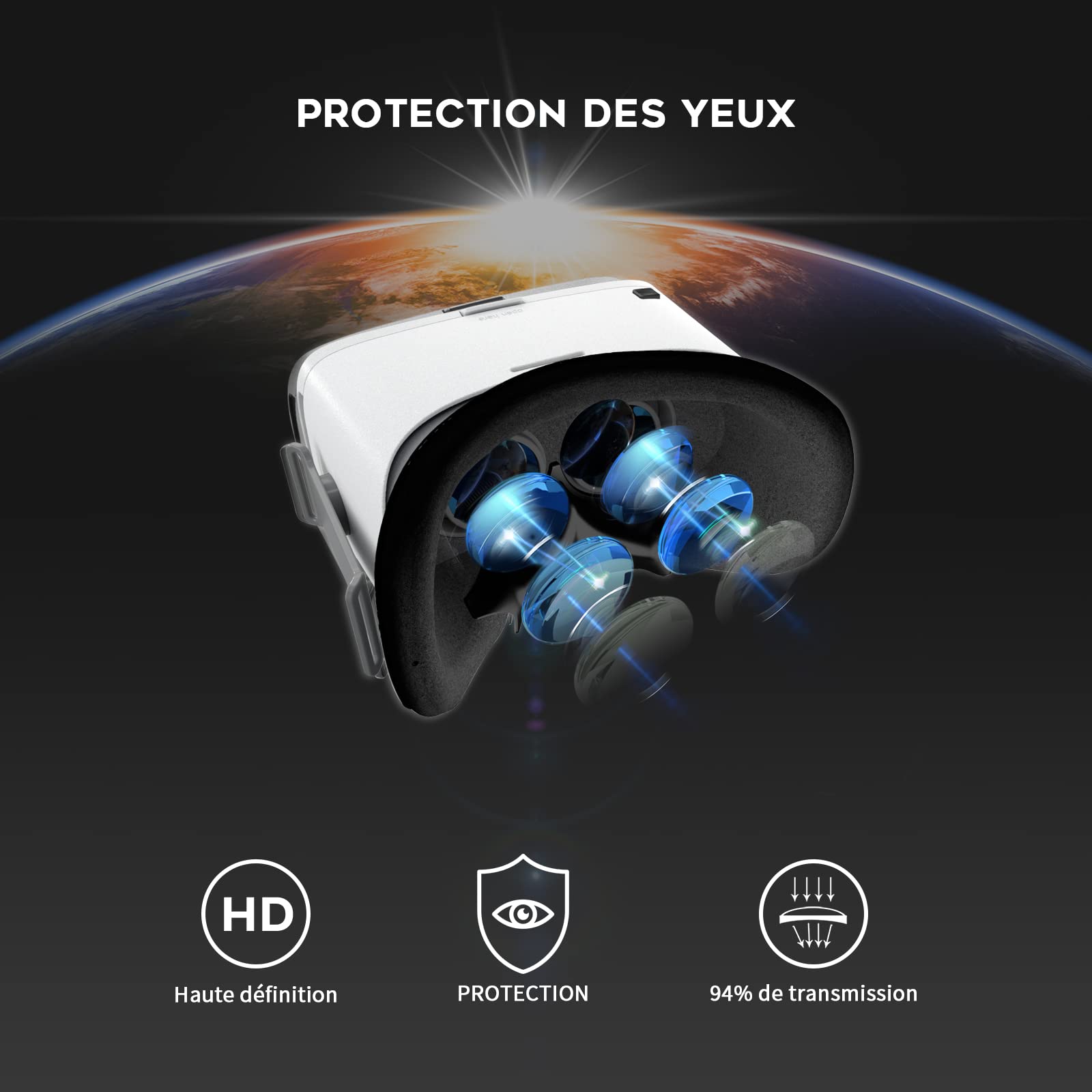 DESTEK V5 VR Headset with Controller - 110°FOV HD Anti-Blue Light Virtual Reality Glasses for iPhone 15/14/13/12/11, Samsung & Android Phones - White | Perfect for Gaming, Movies & 3D Experiences