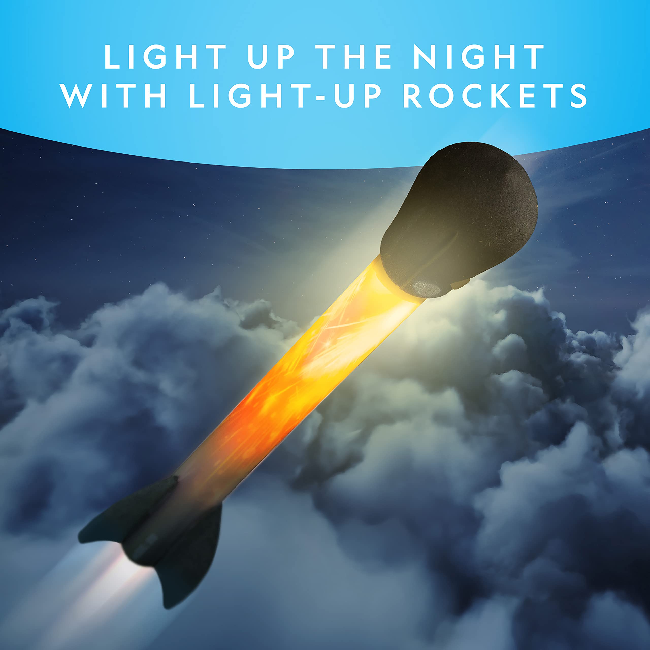 National Geographic LED Light-Up Air Rocket Toy Refill Pack - 5 Glow in the Dark Rockets for Outdoor Play, Birthday Gifts & STEM Learning | Compatible with All Air-Powered Rocket Launchers