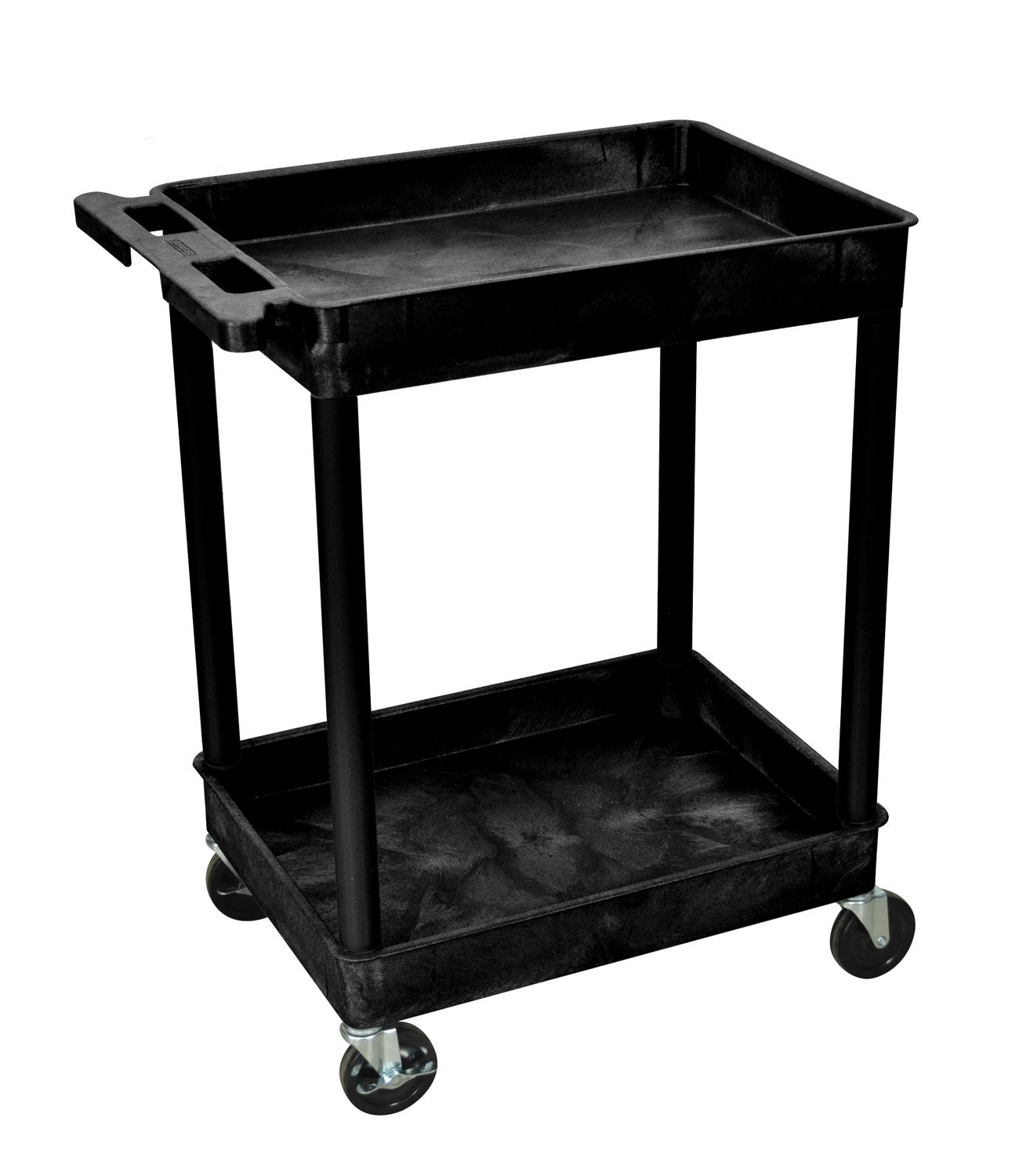 Luxor Mobile Multipurpose Utility Tub Cart with 2 Shelves & Push Handle - Heavy Duty Rolling Storage Cart for Kitchen, Bathroom, Laundry Room - Black (3-Pack)