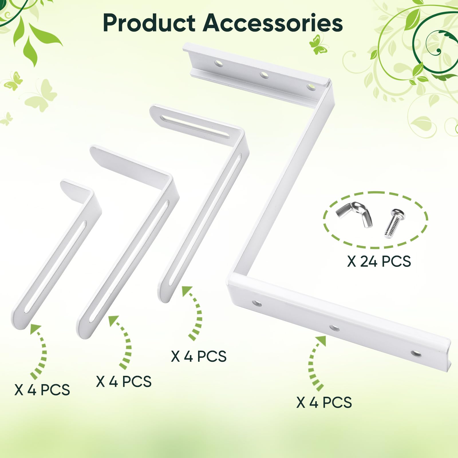 Adjustable Planter Box Bracket - Heavy Duty Flower Box Holder for Deck Railing, Window Box Hanging Bracket for Patio, Garden, Fence, Pergola & Balcony - Supports Large Planters (4 Pack) - Perfect for Outdoor Decor & Small Space Gardening
