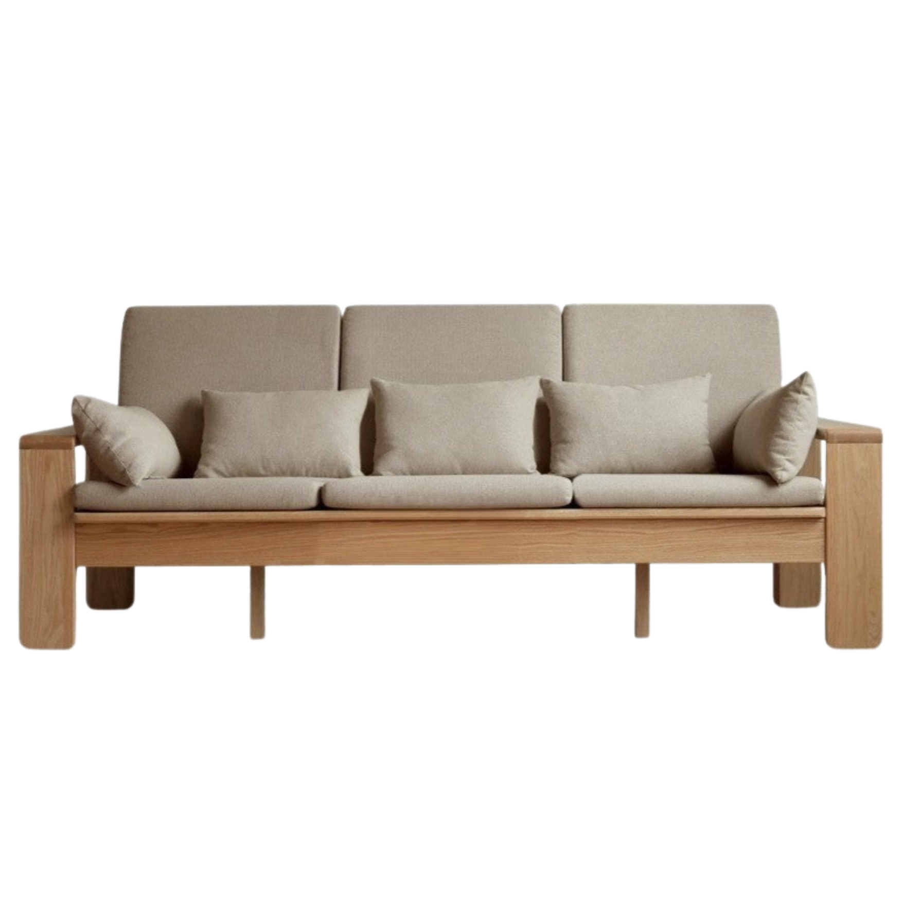 Modern Nordic Fabric Sofa - Solid Oak Wood Frame - Stylish & Durable Living Room Furniture for Small Spaces & Apartments