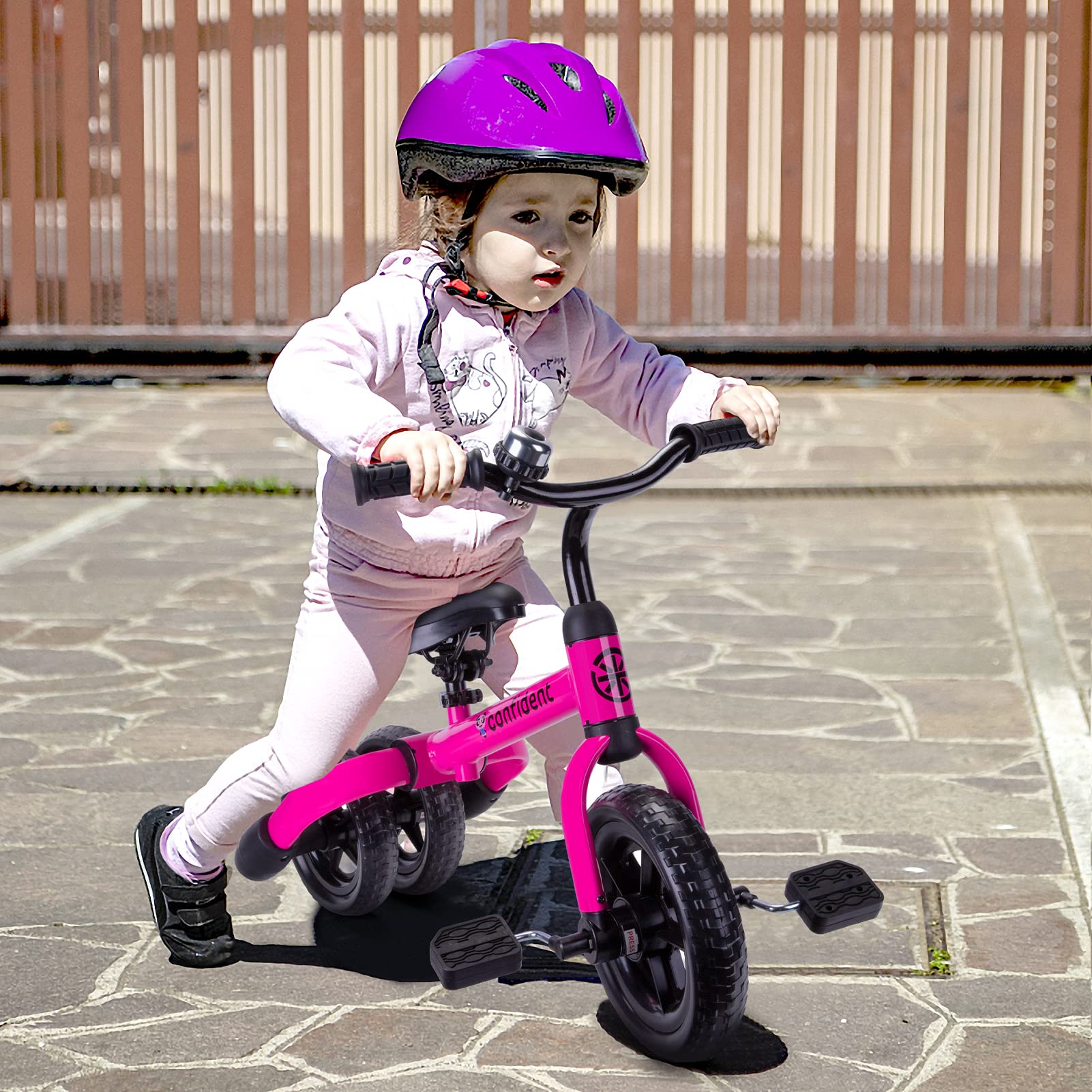 Ancaixin 3-in-1 Adjustable Toddler Tricycle for Kids Ages 2-5 | Convertible Balance Bike with Detachable Pedals & Bell | Foldable Design | Perfect Birthday, Christmas & New Year Gift (Pink) | Ideal for Outdoor Play, Park Rides & Learning to Cycle