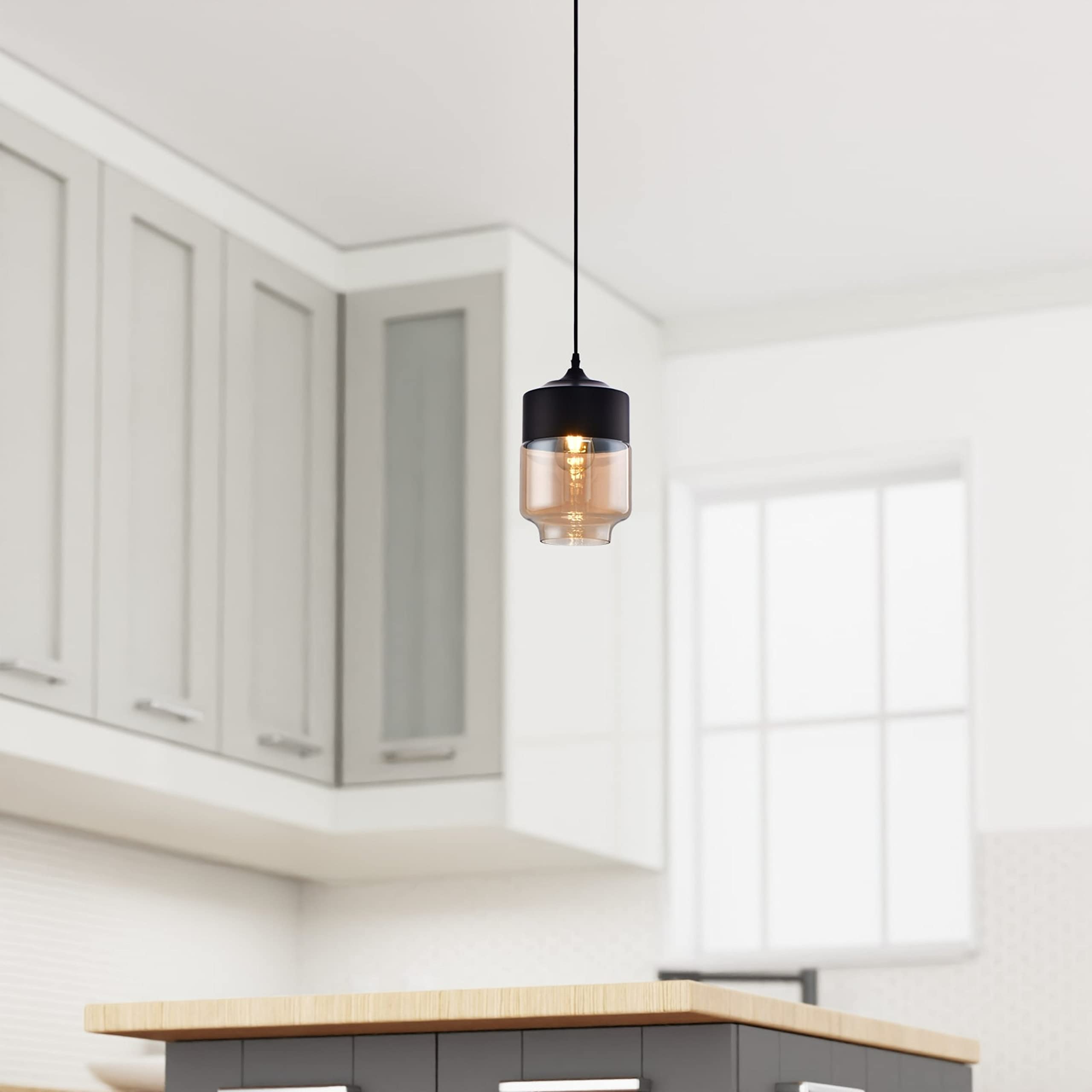 7 Inch Matte Black Modern Dimmable Iron Ceiling Light - Contemporary Fixture for Living Room, Bedroom, or Dining Area