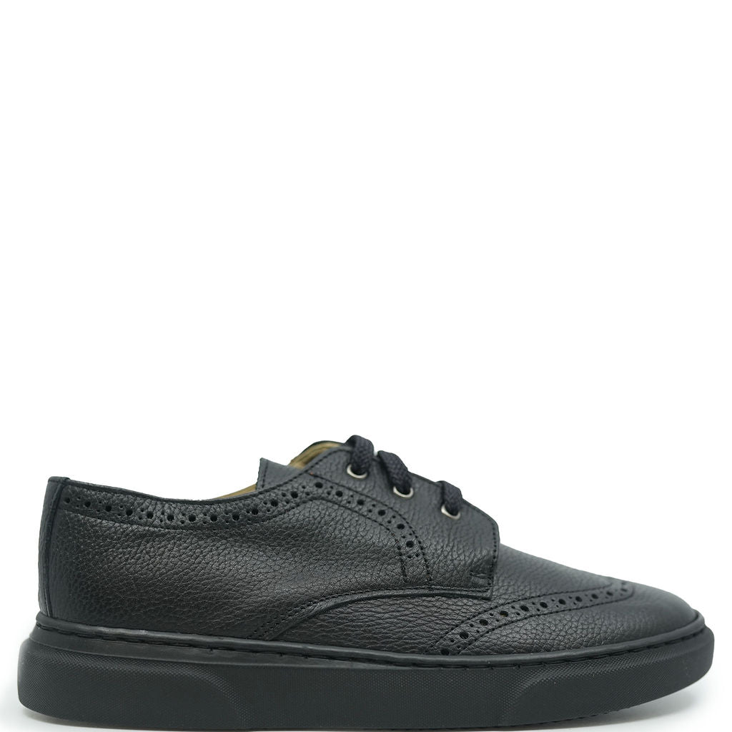 Blublonc Black Wingtip Lace Up Dress Sneakers for Men - Classic Oxford Style Business Casual Shoes for Office, Wedding & Formal Events