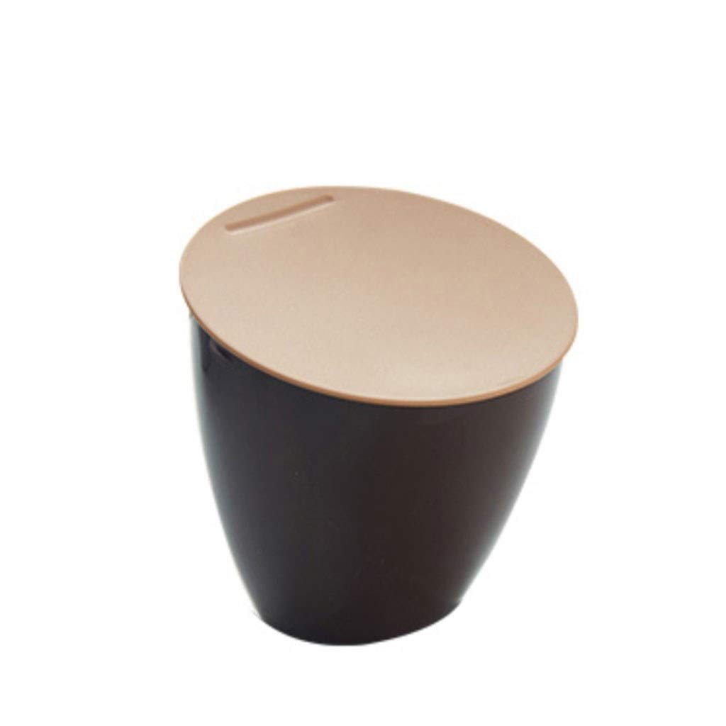 Zhangjinyishop2016 Small Brown Trash Can - Mini Waste Bin for Desktop, Kitchen, Living Room & Office | Compact Garbage Storage Solution for Home & Workspace