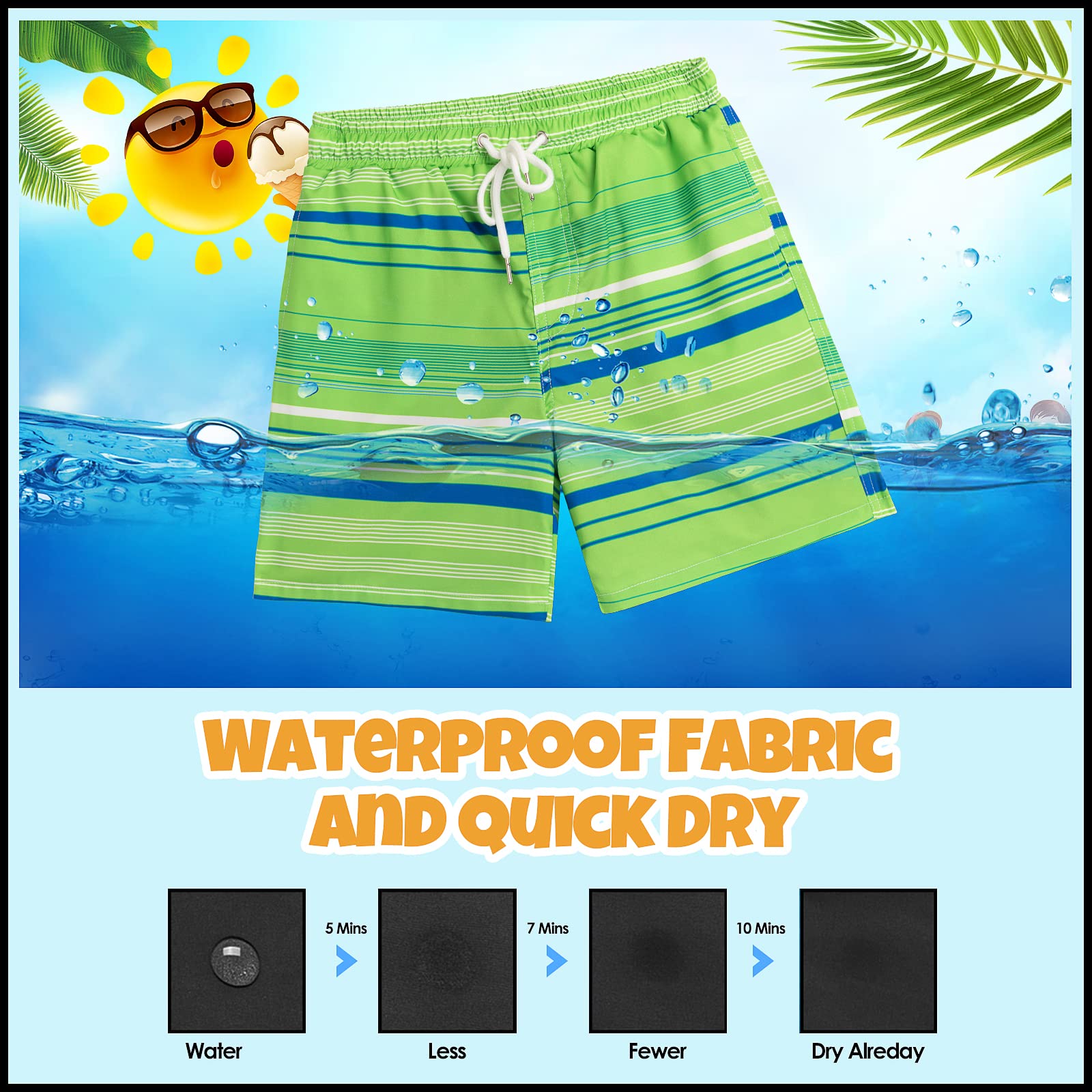 **Boys Swim Trunks with Boxer Brief Liner - Quick Dry Bathing Suits for Swimming & Beach - Comfortable Compression Swim Shorts for Kids**    *Perfect for Pool Parties, Beach Vacations & Summer Water Activities*