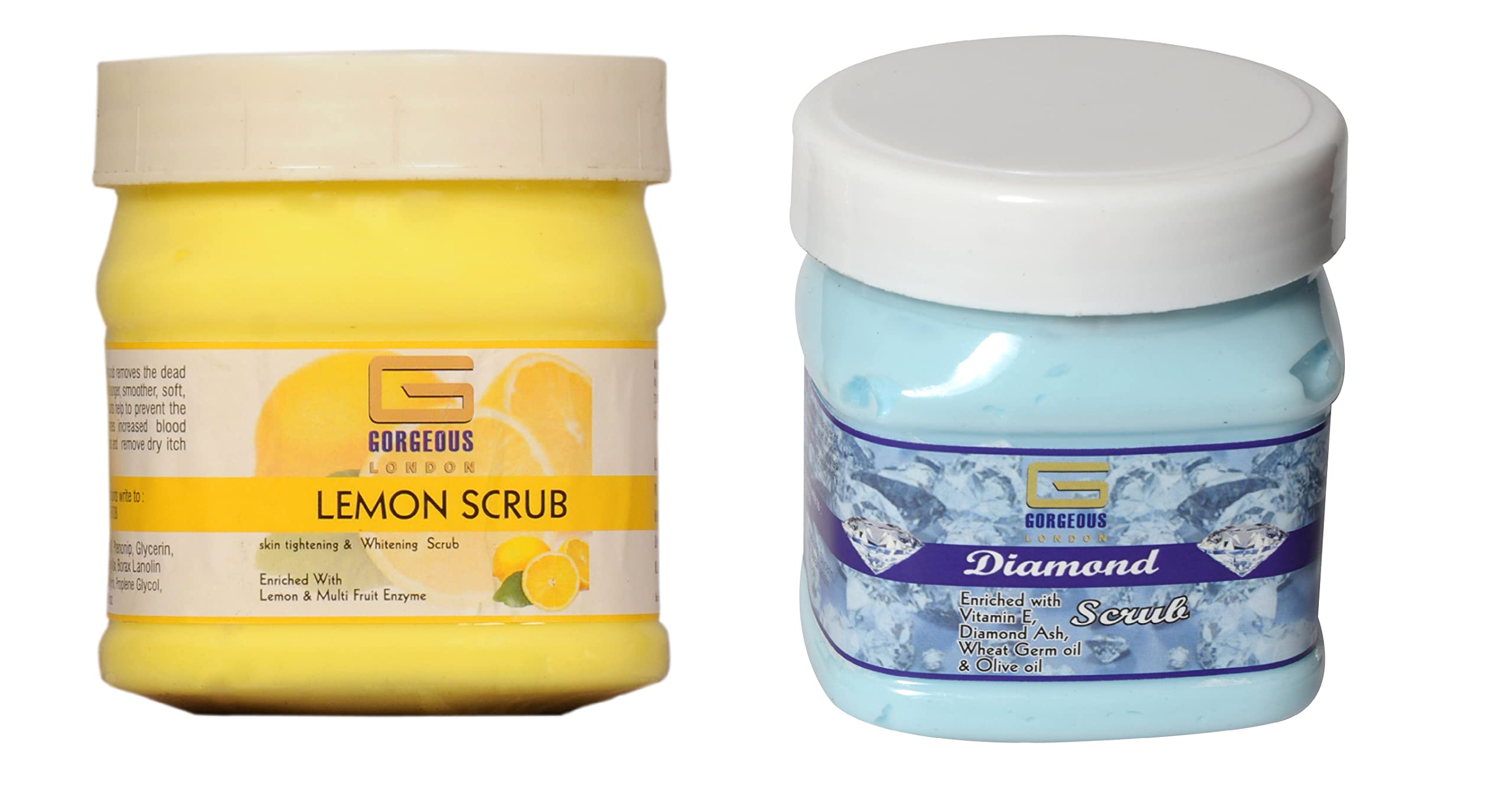 Exfoliating London Lemon & Diamond Face Scrub Combo (2-Pack, 450ml Each) – Brightening & Smoothing for Glowing Skin – Perfect for Daily Skincare Routine & Spa Days