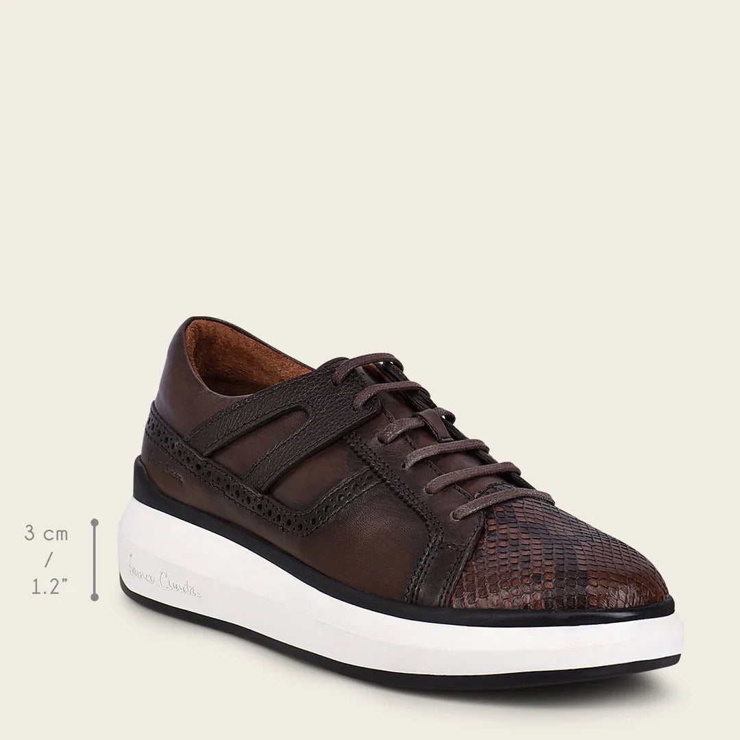 Cuadra Men's Chocolate Casual Fashion Python Sneakers - Stylish & Comfortable for Everyday Wear, Walking, and Outdoor Activities
